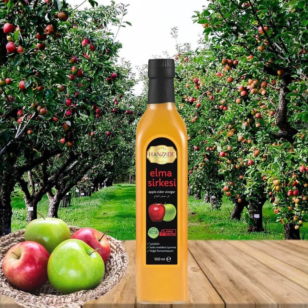 Hanzade Bitkisel Elma + Alıç + Enginar Sirkesi 500 Ml 3'lü Set Doğal Fermantasyon Içilebilir Katkısız Cam Şişe