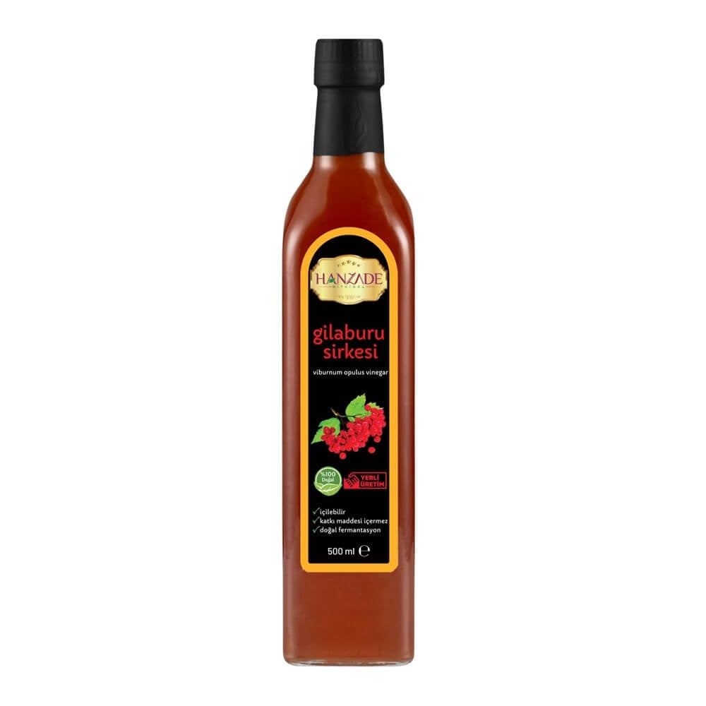 Hanzade Bitkisel Gilaburu Sirkesi 500 Ml Doğal Fermantasyon Içilebilir Katkısız Cam Şişe
