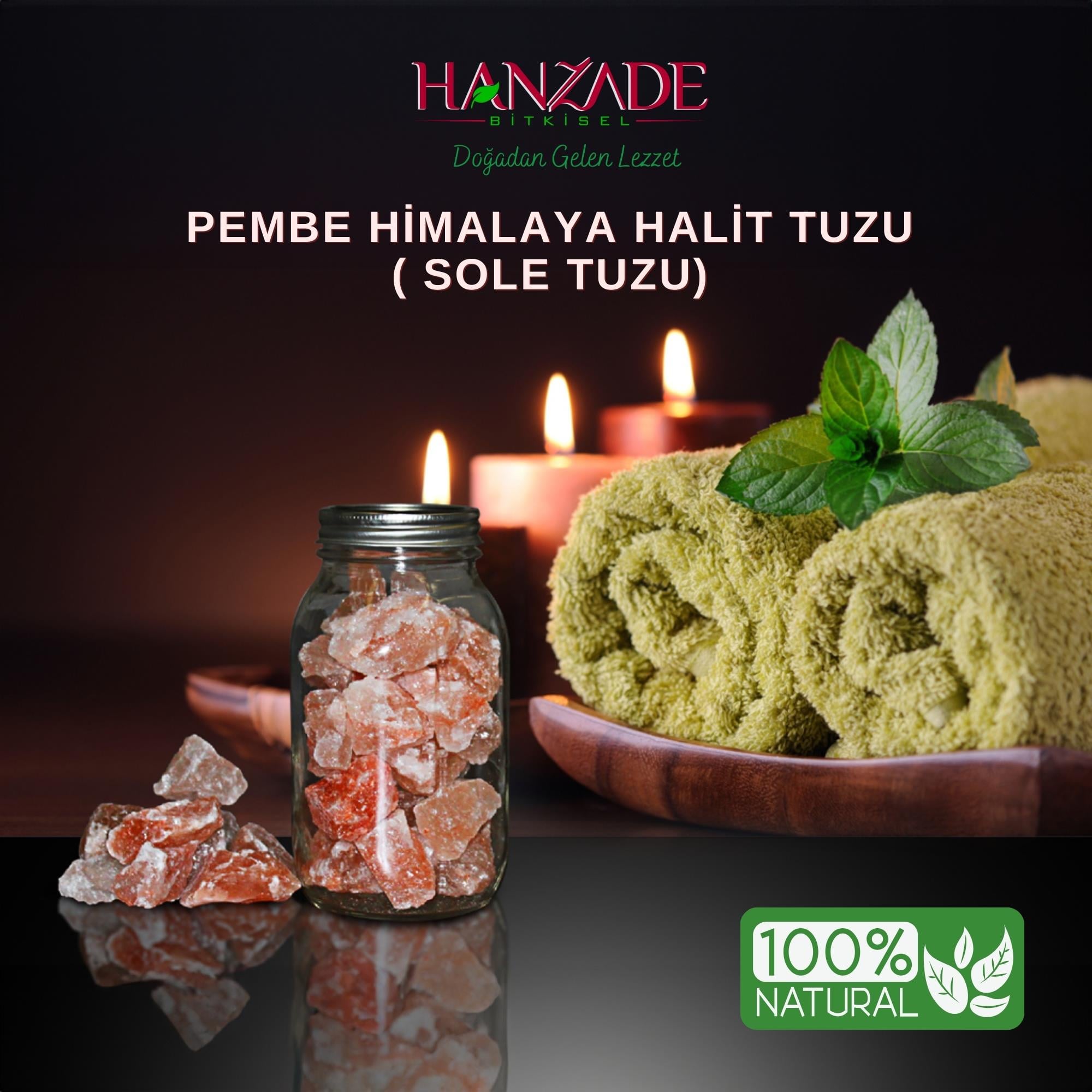 Hanzade Bitkisel Halit Tuz Sole Tuzu 1 Kg Şeffaf Berrak Kristal Pembe Himalaya Halit Sole Tuzu