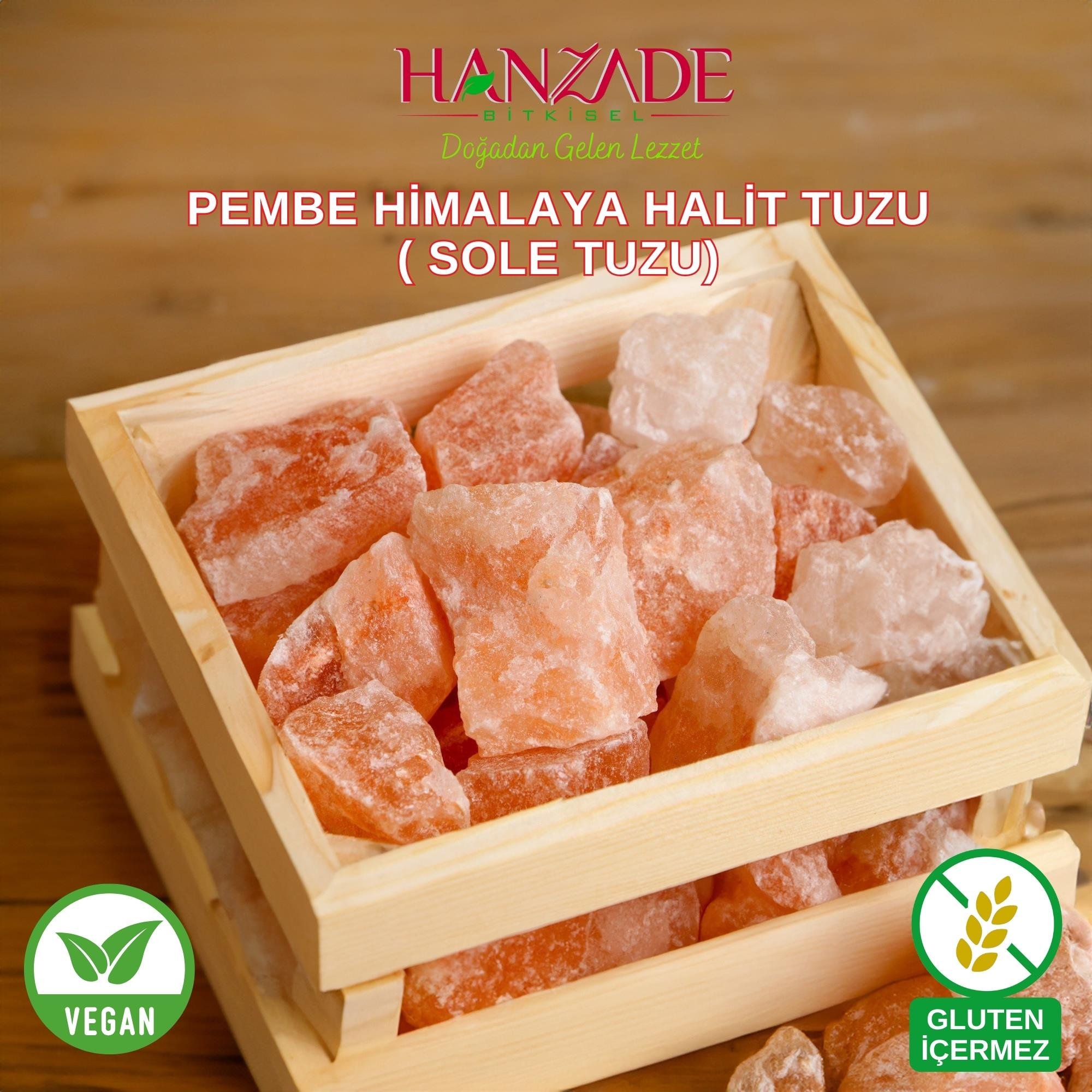 Hanzade Bitkisel Halit Tuz Sole Tuzu 1 Kg Şeffaf Berrak Kristal Pembe Himalaya Halit Sole Tuzu