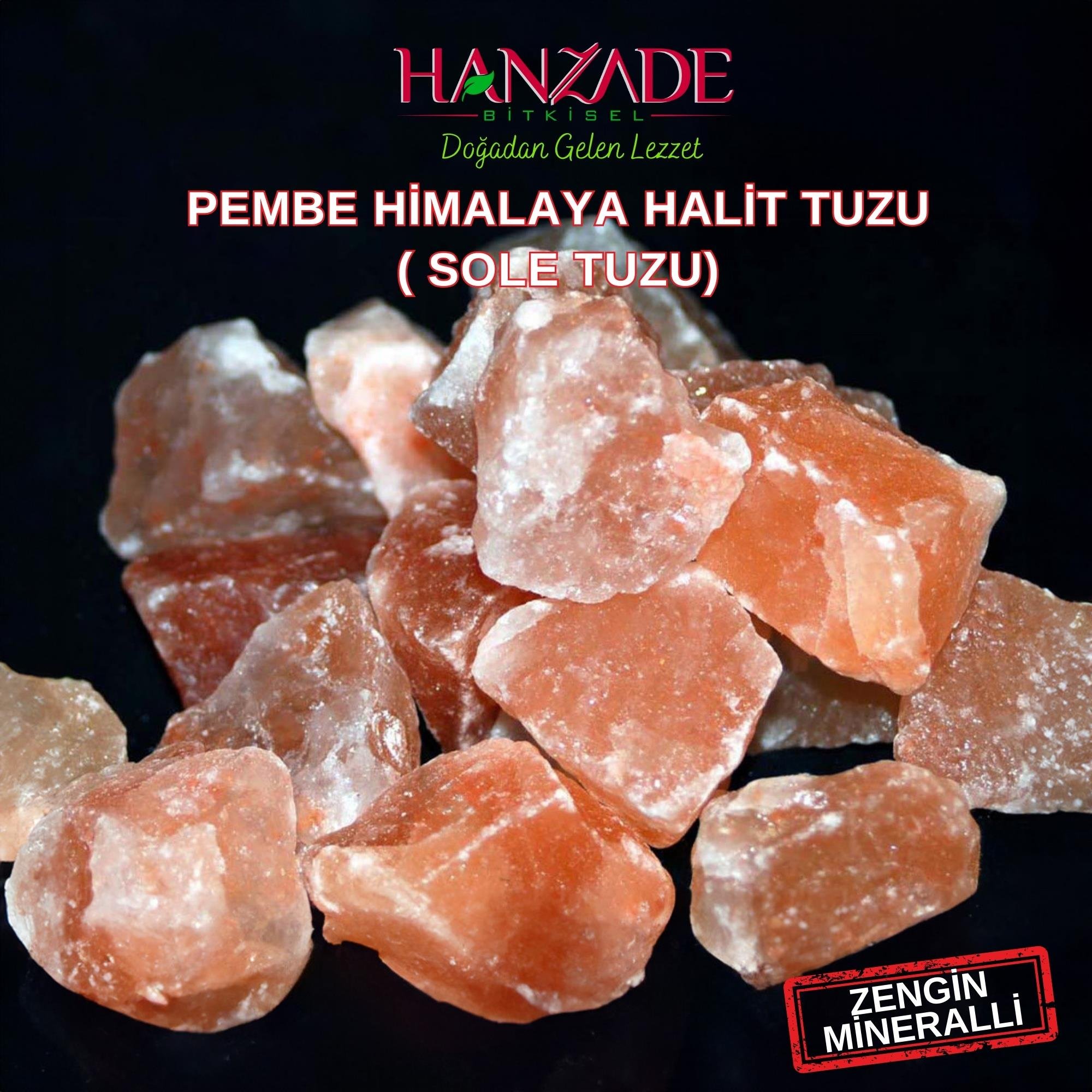 Hanzade Bitkisel Halit Tuz Sole Tuzu 1 Kg Şeffaf Berrak Kristal Pembe Himalaya Halit Sole Tuzu