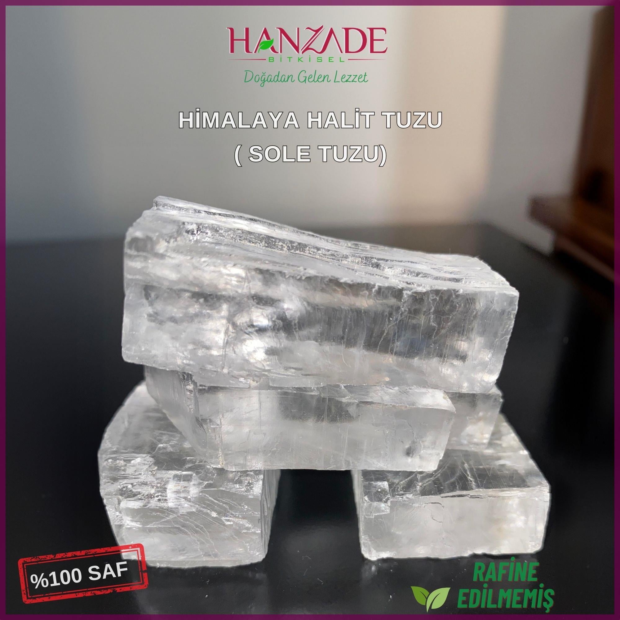 Hanzade Bitkisel Halit Tuz Sole Tuzu Şeffaf Berrak Kristal Himalaya Halit Sole Tuzu