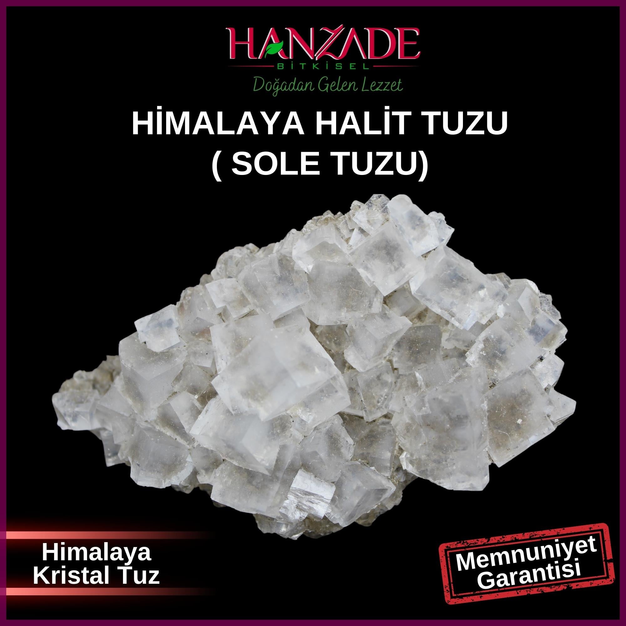 Hanzade Bitkisel Halit Tuz Sole Tuzu Şeffaf Berrak Kristal Himalaya Halit Sole Tuzu