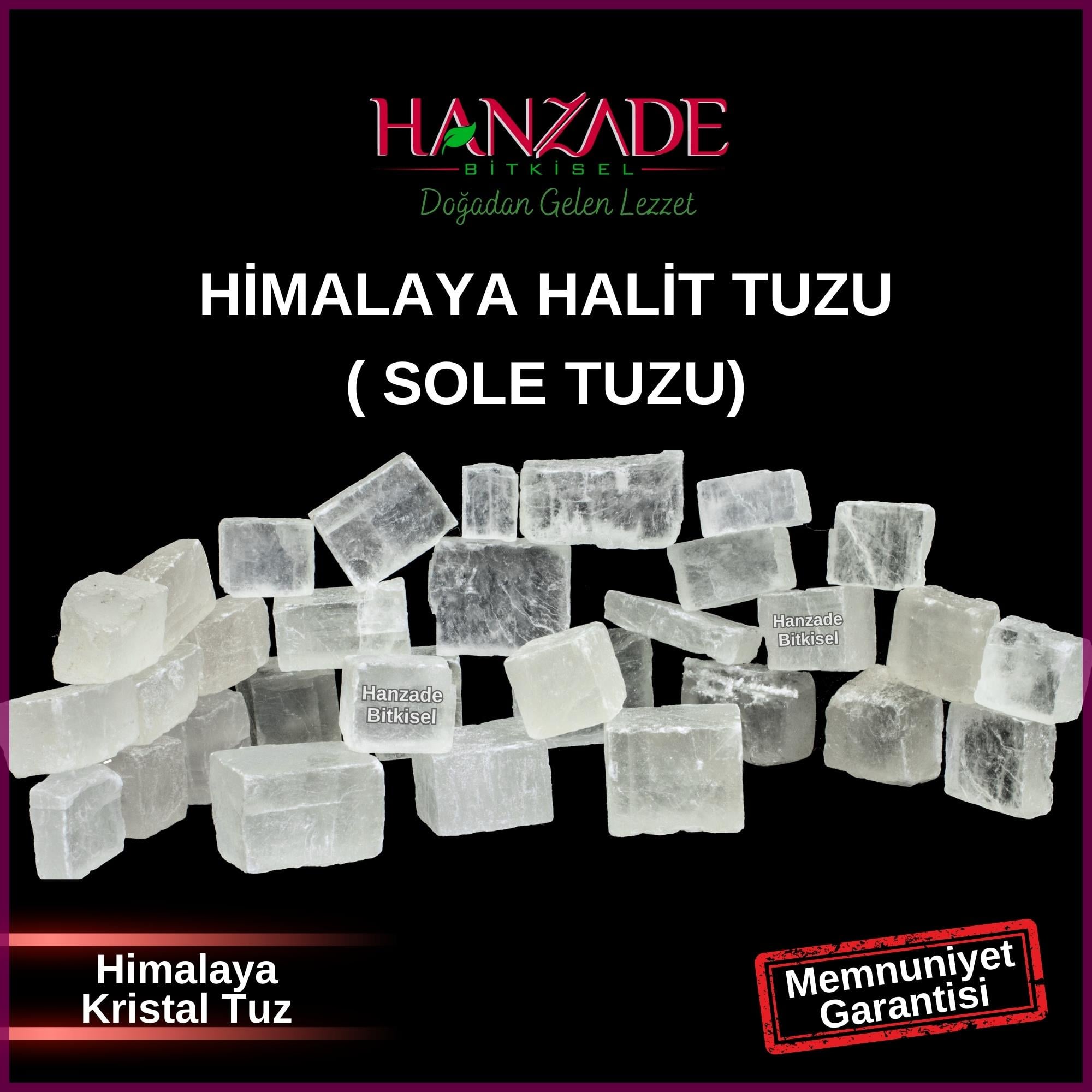 Hanzade Bitkisel Halit Tuz Sole Tuzu Şeffaf Berrak Kristal Himalaya Halit Sole Tuzu