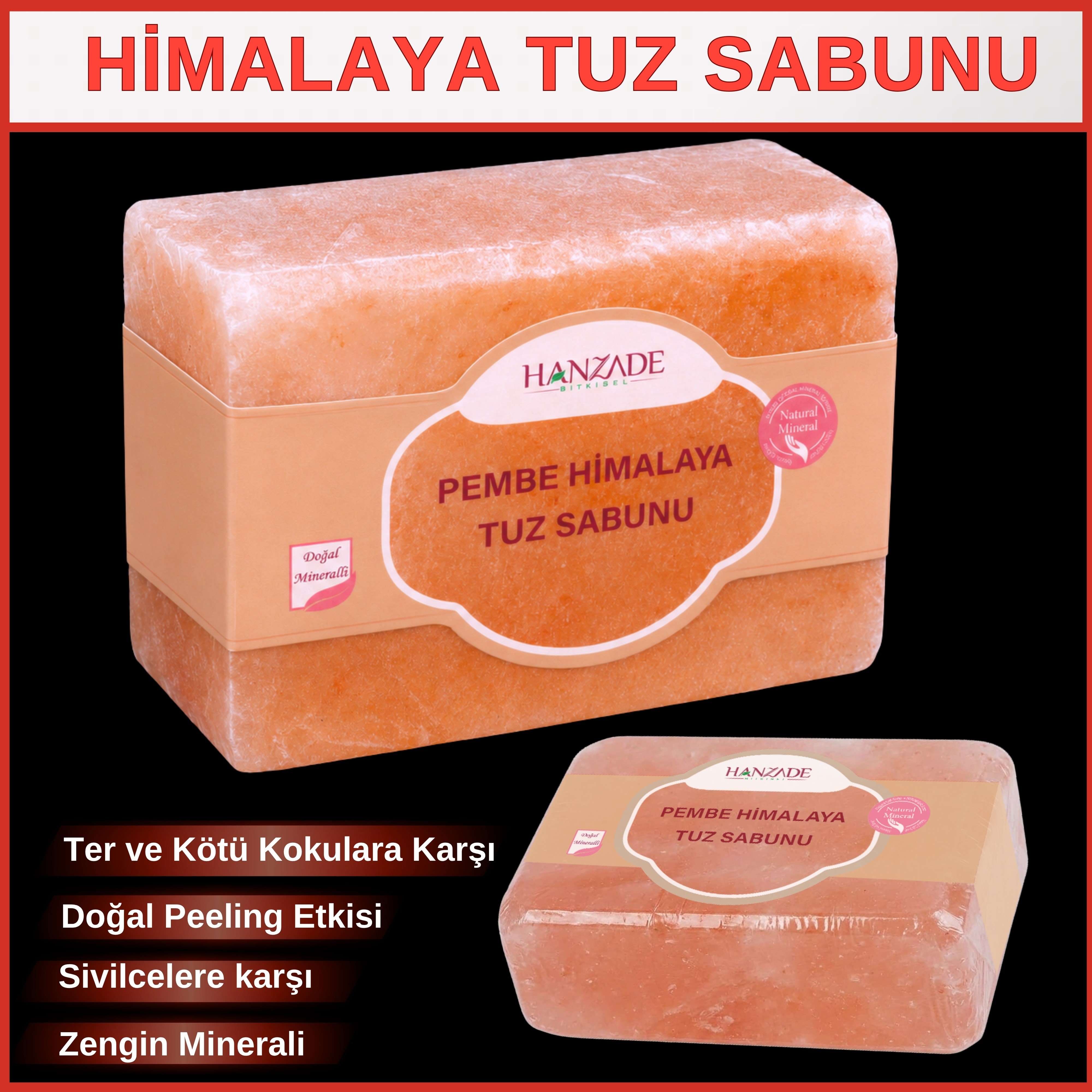 Hanzade Bitkisel Himalaya Tuz Sabunu 300-350 Gr Zengin Mineralli Doğal Saf Pembe Himalaya Kaya Tuzu Sabunu