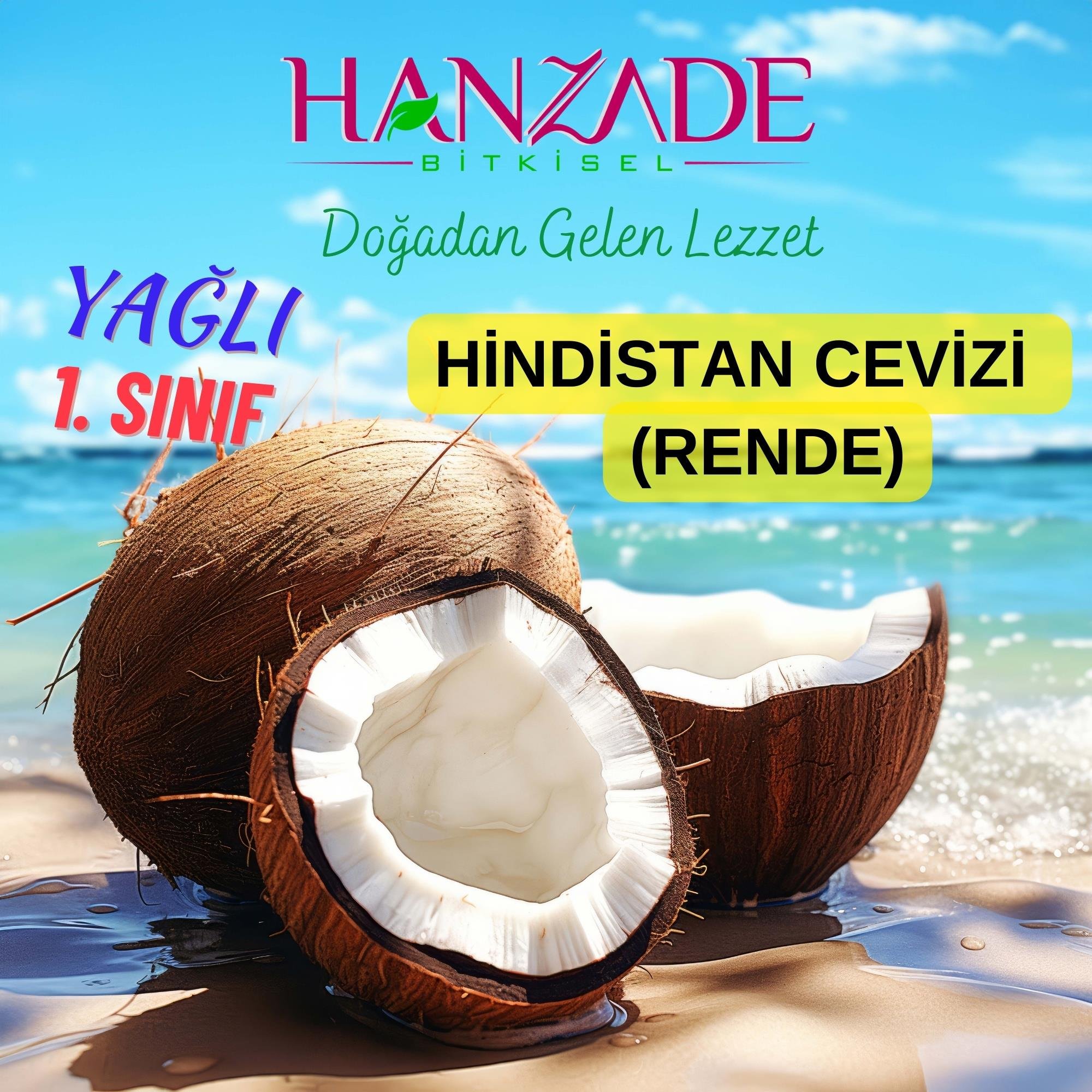 Hanzade Bitkisel Hindistan Cevizi İri Taneli Rende Yağı Alınmamış Tam Yağlı