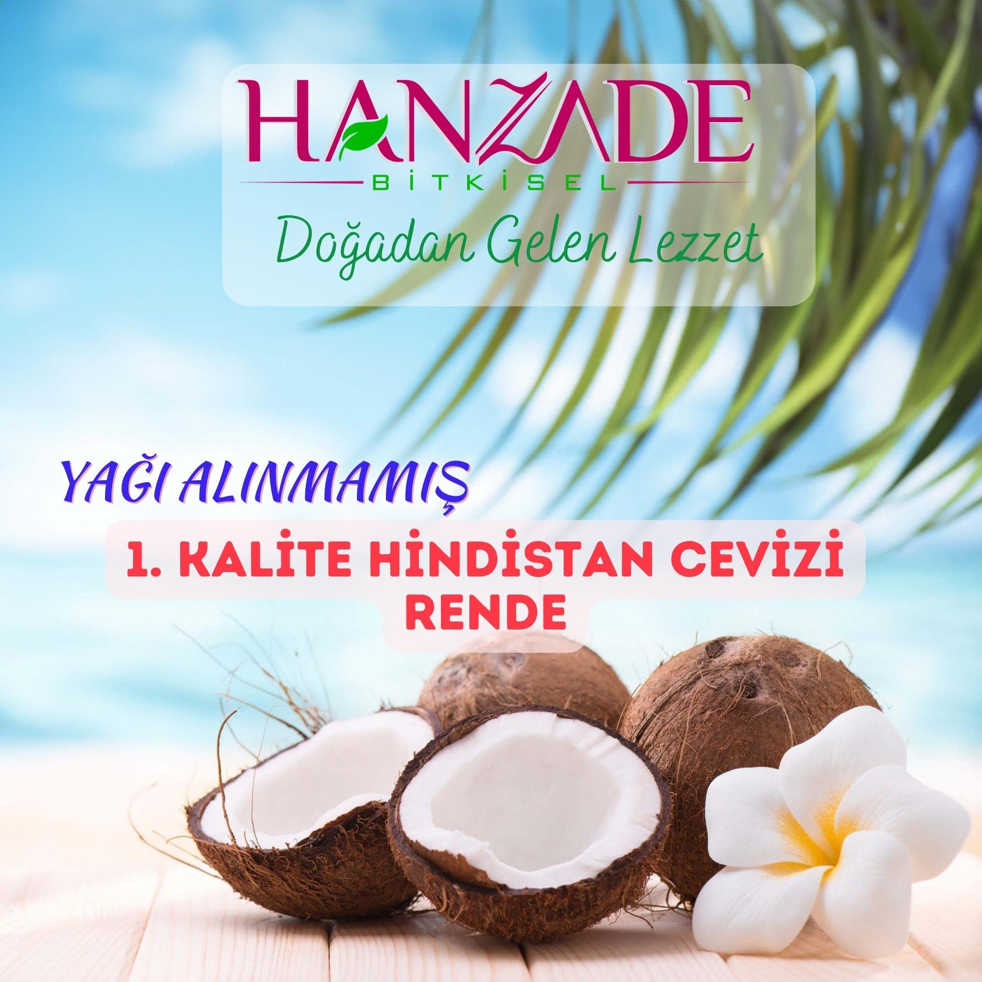 Hanzade Bitkisel Hindistan Cevizi İri Taneli Rende Yağı Alınmamış Tam Yağlı