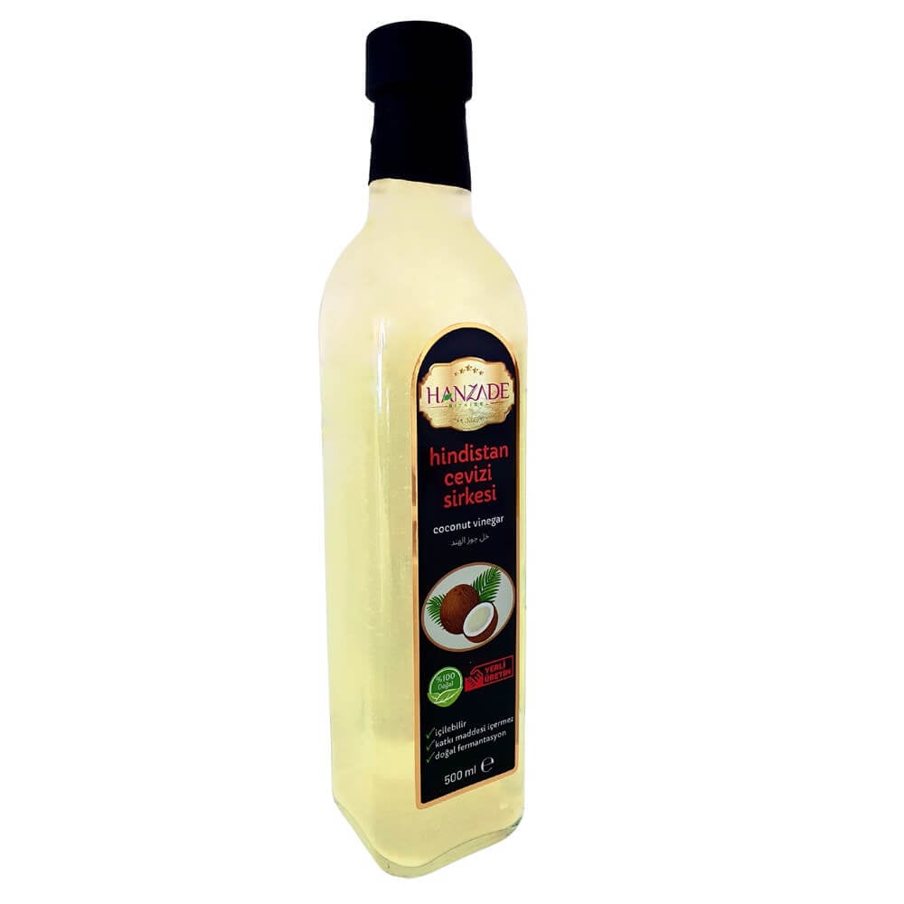 Hanzade Bitkisel Hindistan Cevizi Sirkesi 500 Ml Doğal Fermantasyon Içilebilir Katkısız Cam Şişe