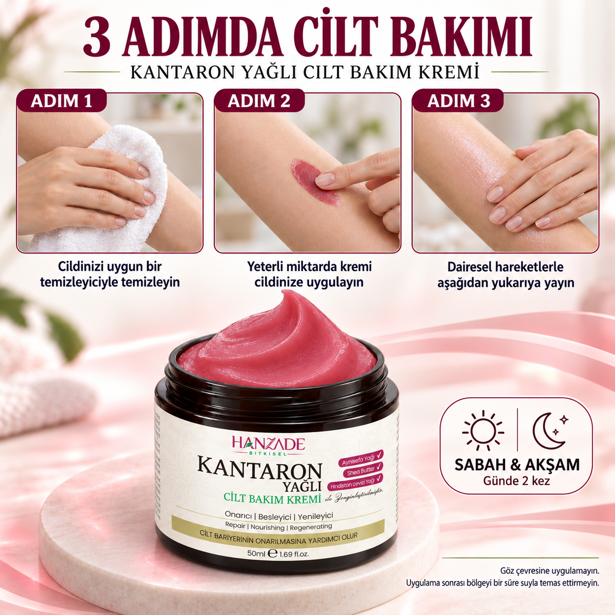 Hanzade Bitkisel Kantaron Yağlı Krem 50 ml – Nemlendirici Yüz, El ve Vücut Bakım Kremi, E Vitaminli