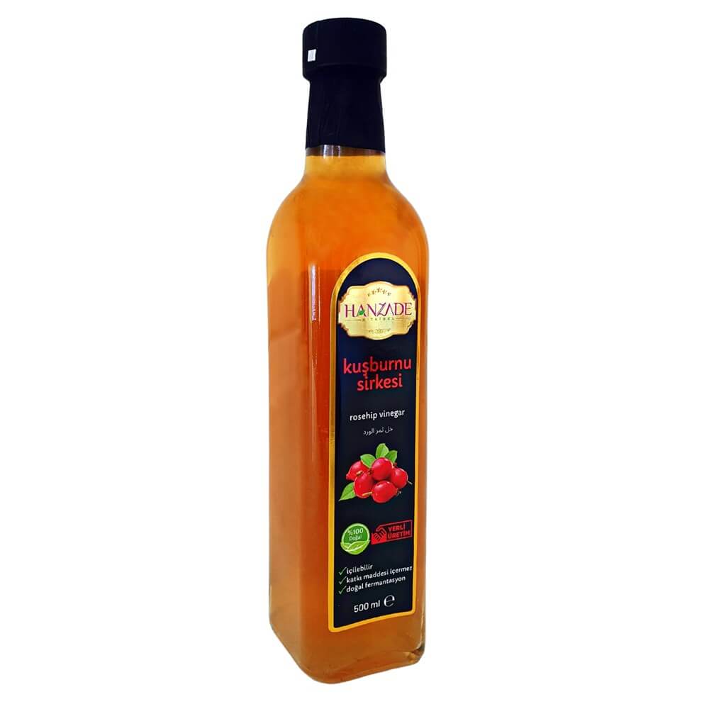 Hanzade Bitkisel Kuşburnu Sirkesi 500 Ml Doğal Fermantasyon Içilebilir Katkısız Cam Şişe