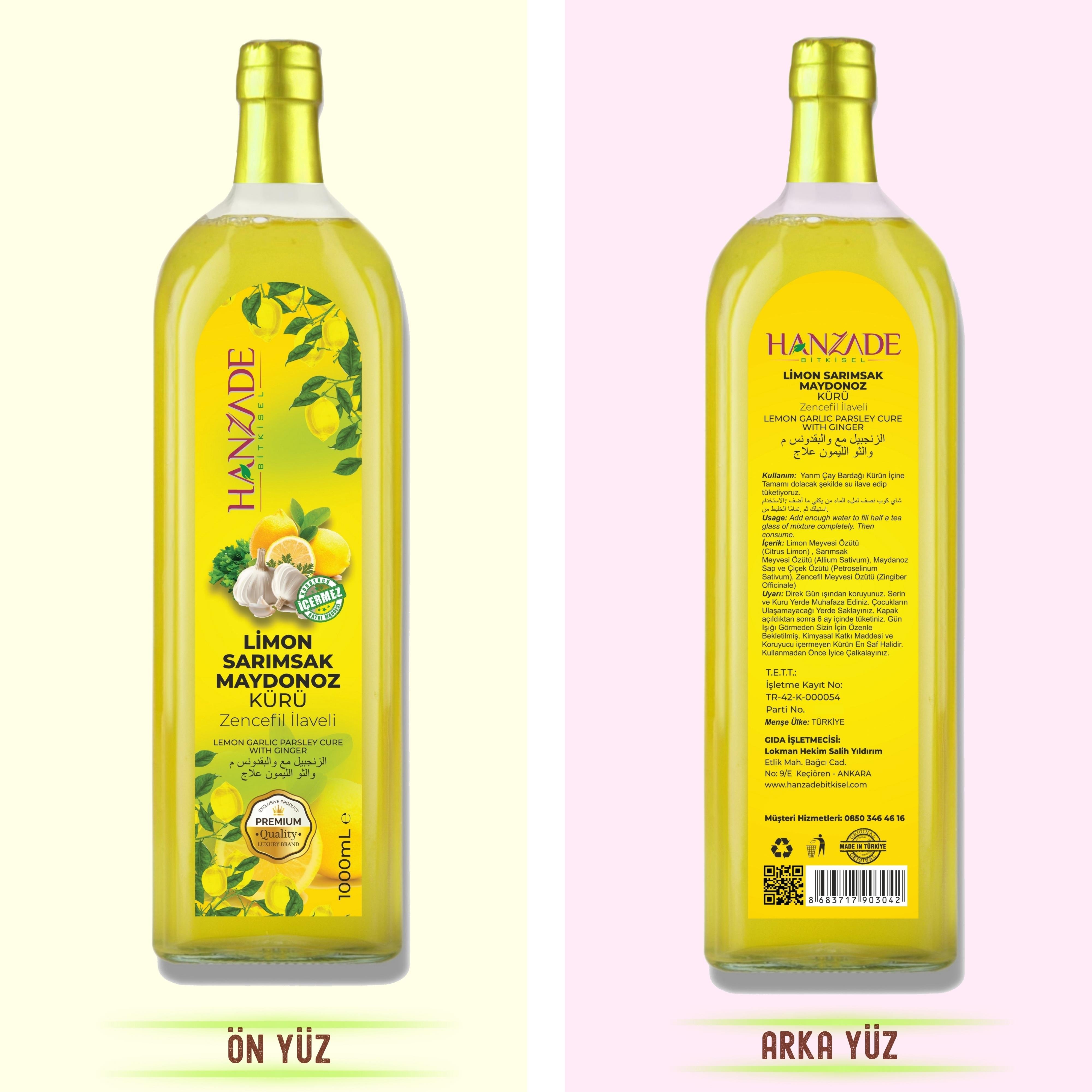 Hanzade Bitkisel Limon Sarımsak Maydanoz Kürü 1 Litre Cam Şişe