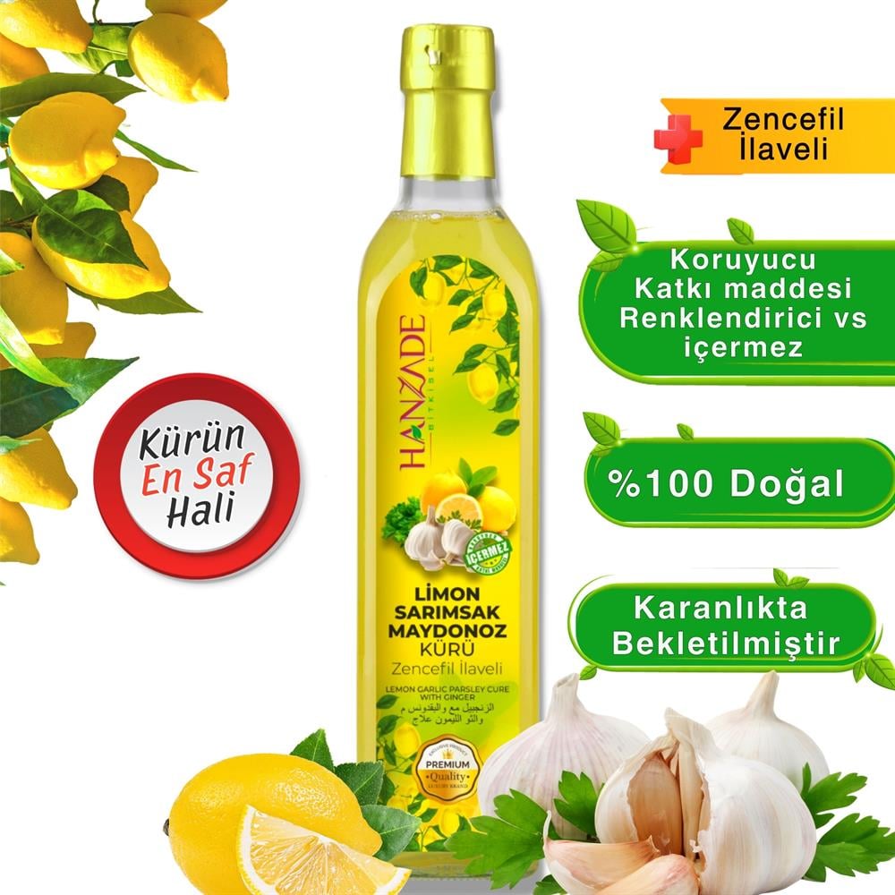 Hanzade Bitkisel Limon Sarımsak Maydanoz Kürü 500 ml Cam Şişe
