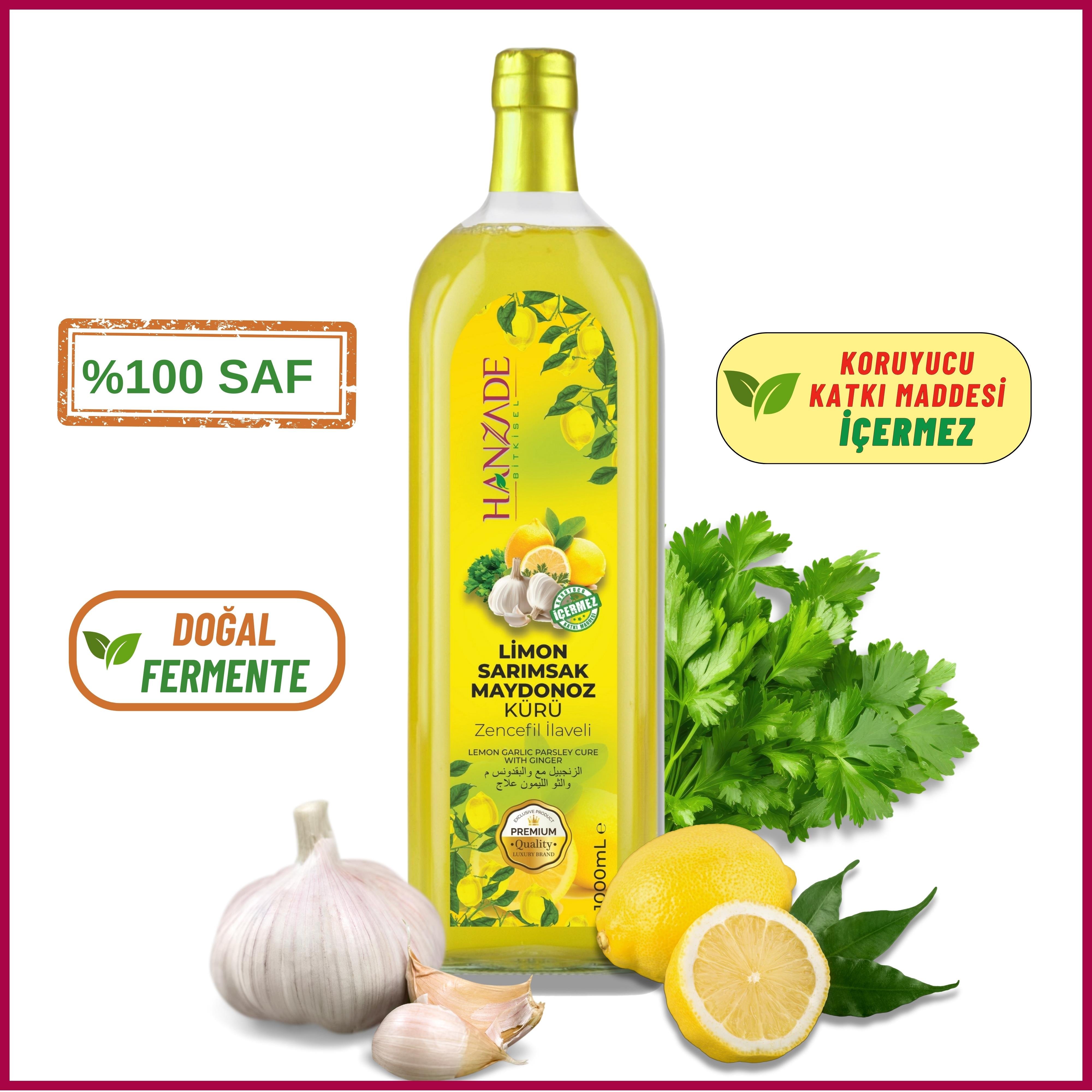 Hanzade Bitkisel Limon Sarımsak Maydanoz Kürü 1 Litre Cam Şişe