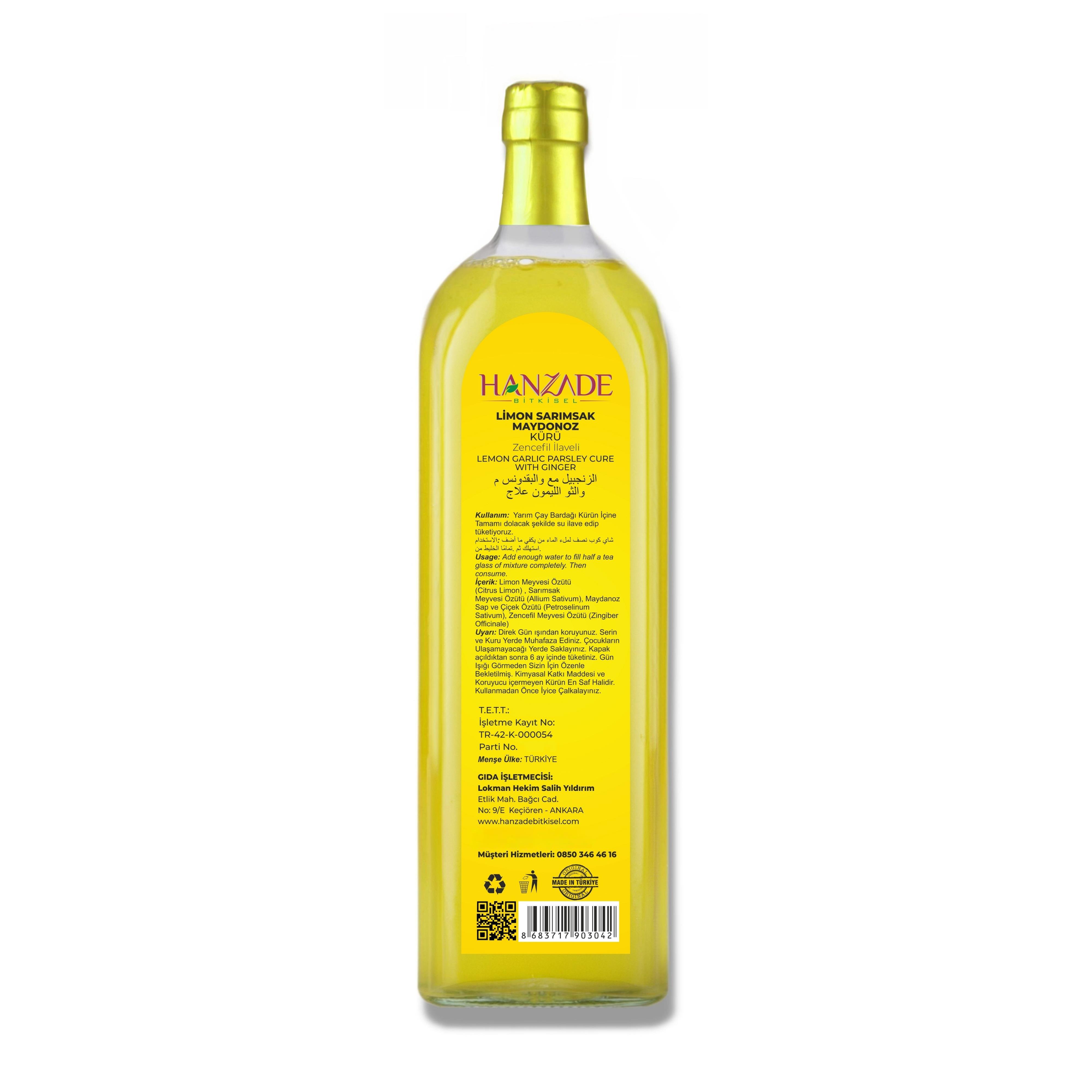 Hanzade Bitkisel Limon Sarımsak Maydanoz Kürü 1 Litre Cam Şişe
