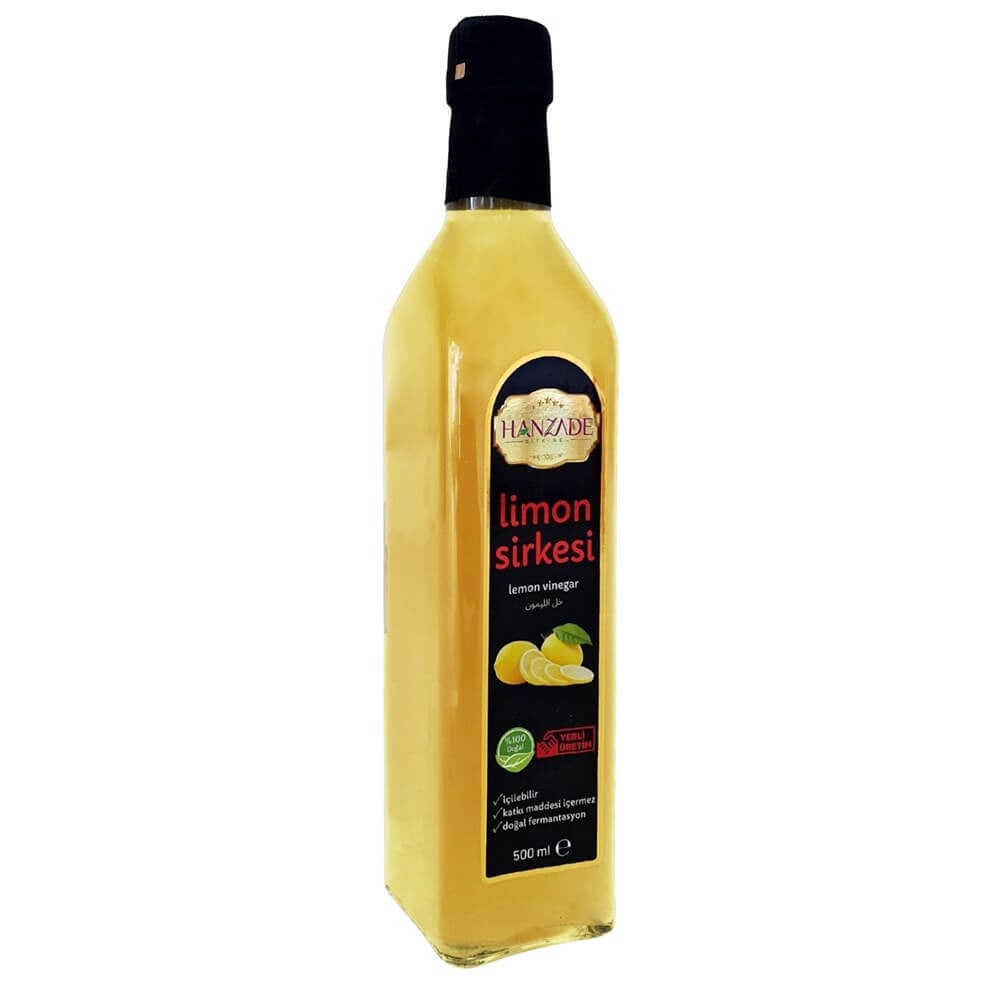 Hanzade Bitkisel Limon Sirkesi 500 Ml Doğal Fermantasyon Içilebilir Katkısız Cam Şişe