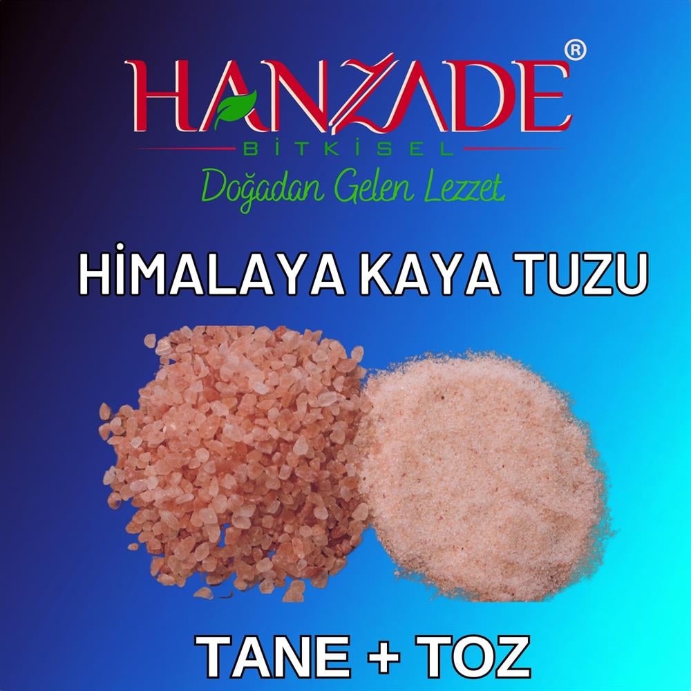 Hanzade Bitkisel Pembe Himalaya Tuzu Toz ve Tane 2'li Set 1 Kg + 1 Kg