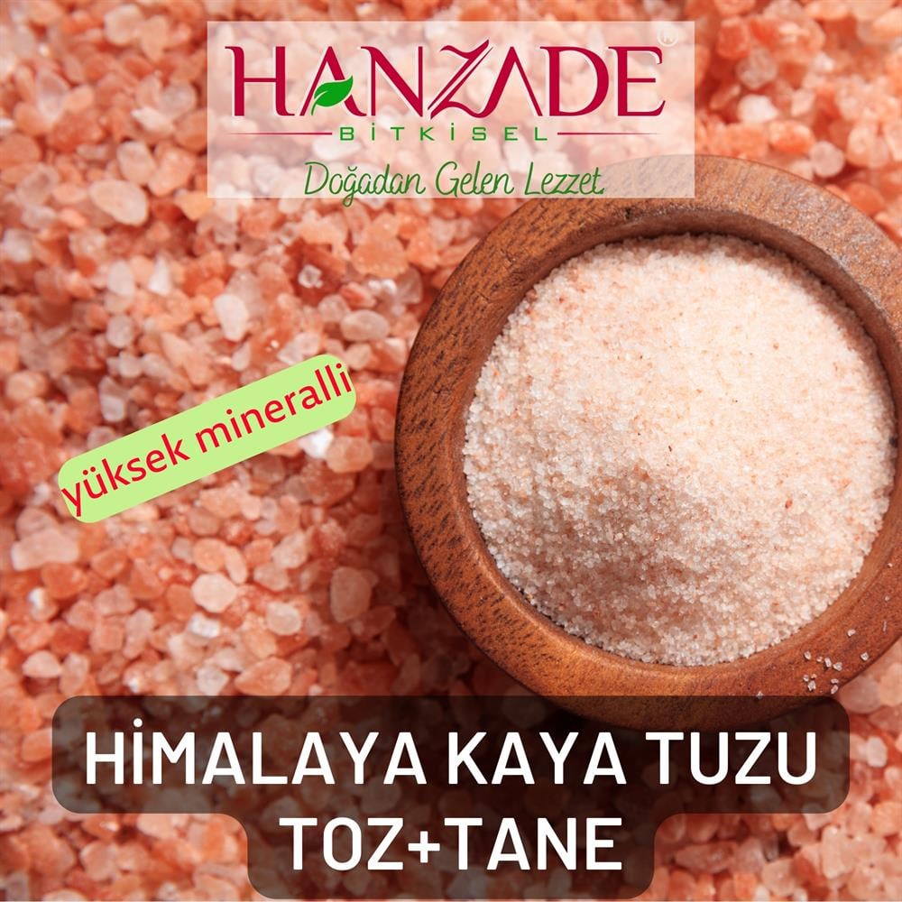 Hanzade Bitkisel Pembe Himalaya Tuzu Toz ve Tane 2'li Set 1 Kg + 1 Kg