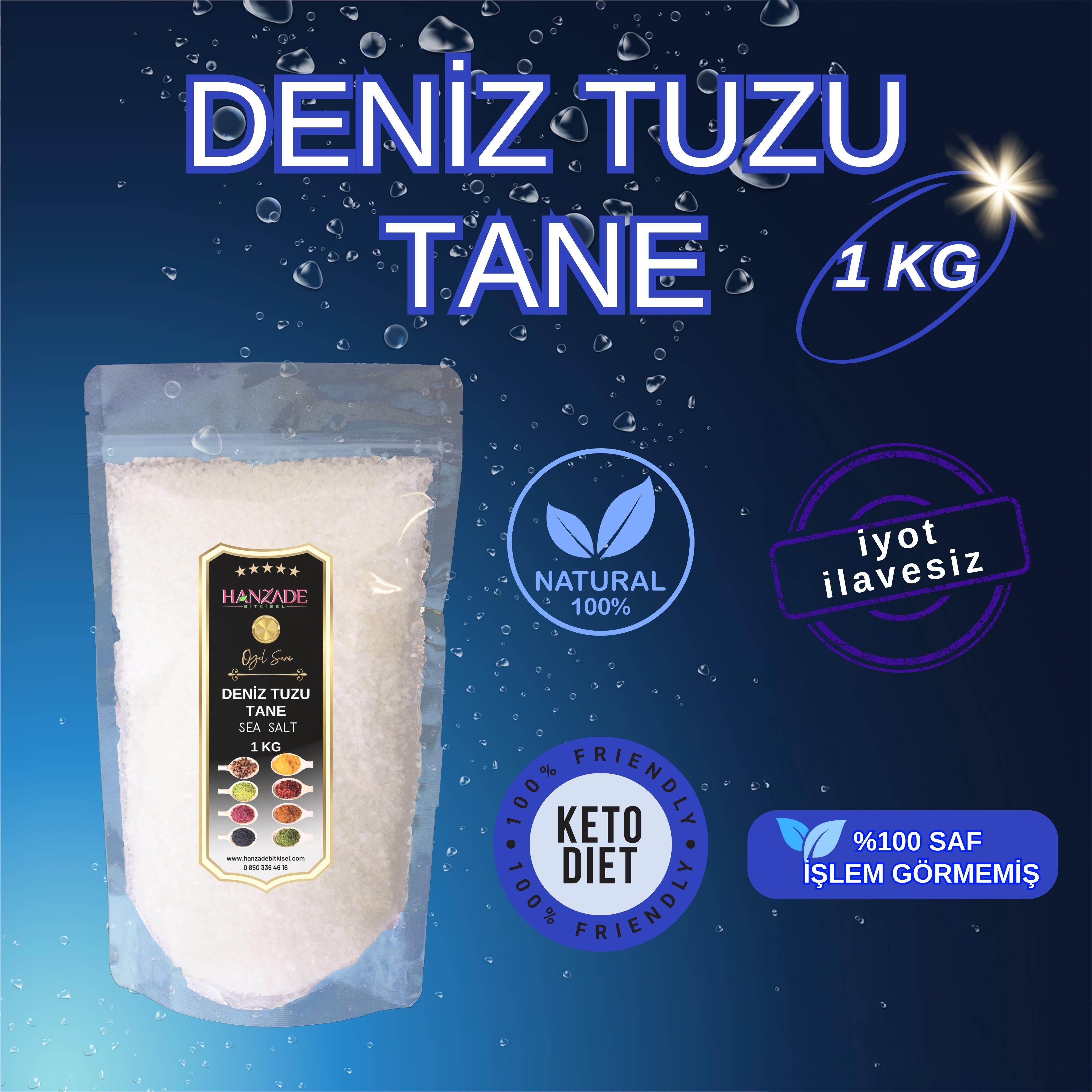 Hanzade Bitkisel Saf Deniz Tuzu İyot İlavesiz 1 Kg