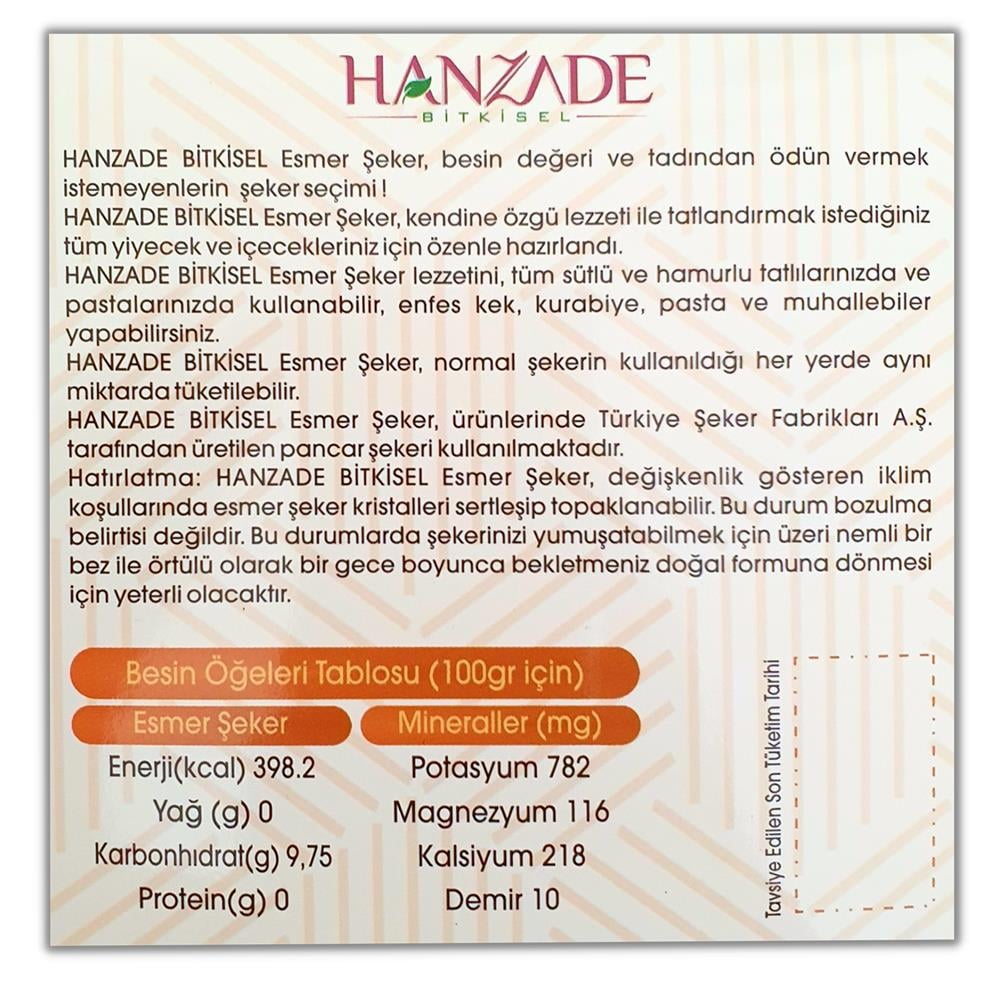 Hanzade Bitkisel  Stick Kahverengi Esmer Şeker 100 Sticks 300 Gr