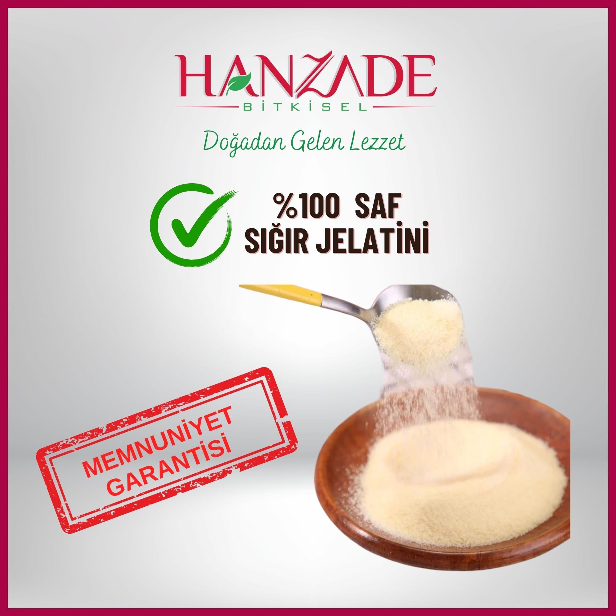 Hanzade Bitkisel Toz Jelatin %100 Saf Sığır Jelatini 240 Bloom