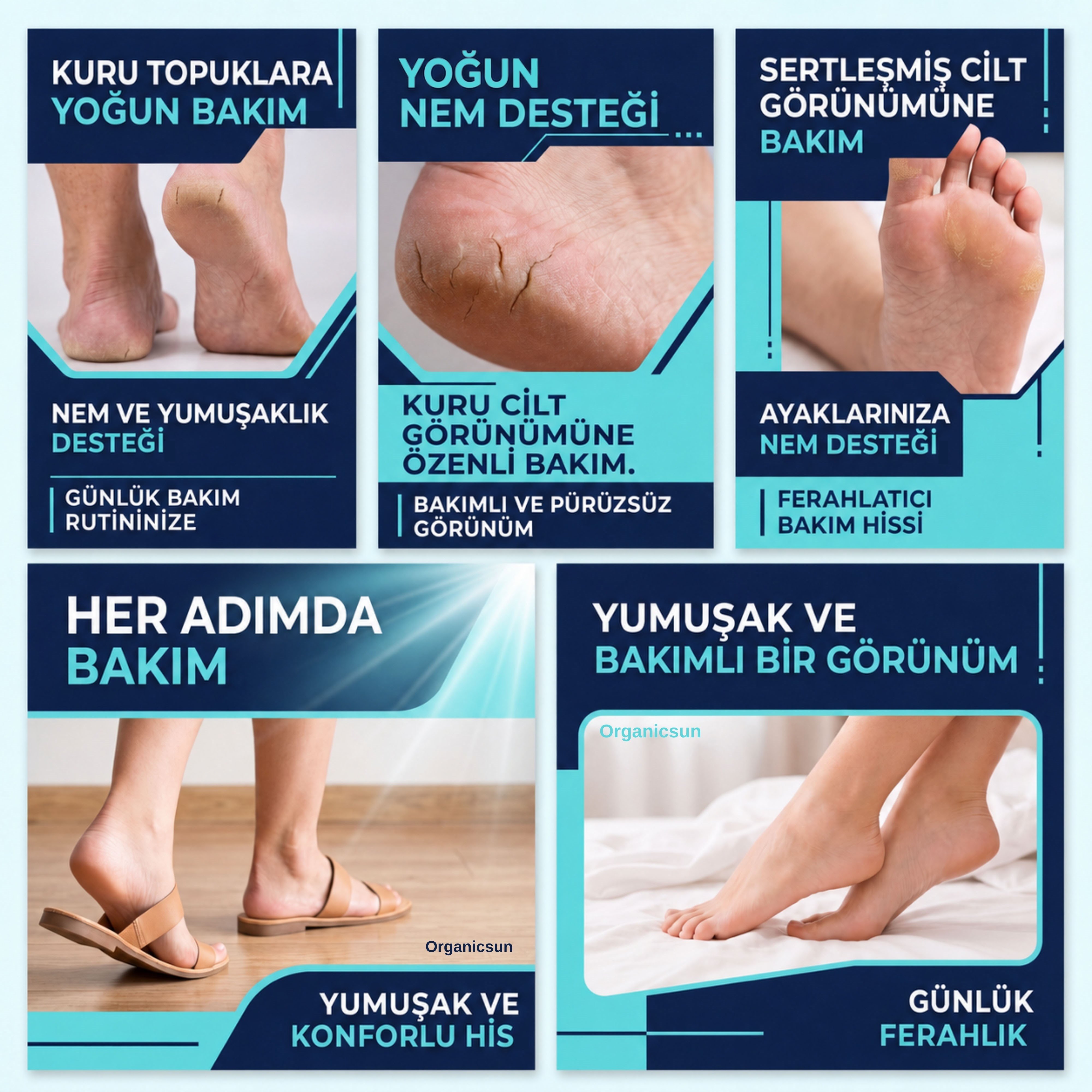 Organicsun Ayak ve Topuk Çatlak Bakım Kremi 100ml - Ayak Kokusu, Tırnak Bakımı Avokado ve Shea Yağlı Yoğun Nemlendirici