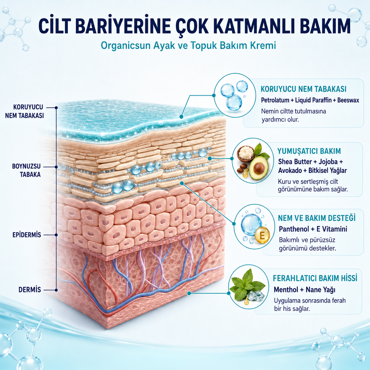 Organicsun Ayak ve Topuk Çatlak Bakım Kremi 100ml - Ayak Kokusu, Tırnak Bakımı Avokado ve Shea Yağlı Yoğun Nemlendirici