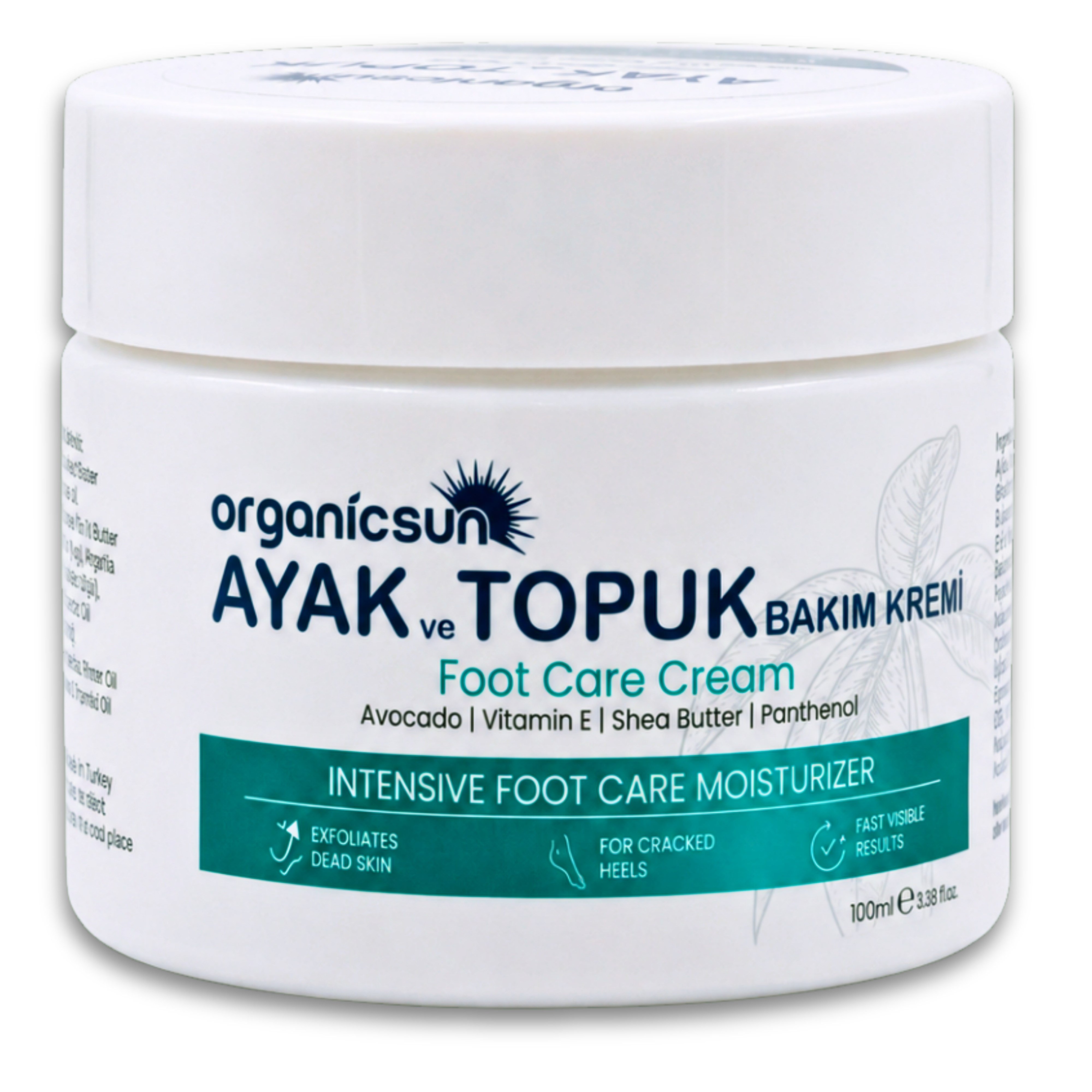 Organicsun Ayak ve Topuk Çatlak Bakım Kremi 100ml - Ayak Kokusu, Tırnak Bakımı Avokado ve Shea Yağlı Yoğun Nemlendirici