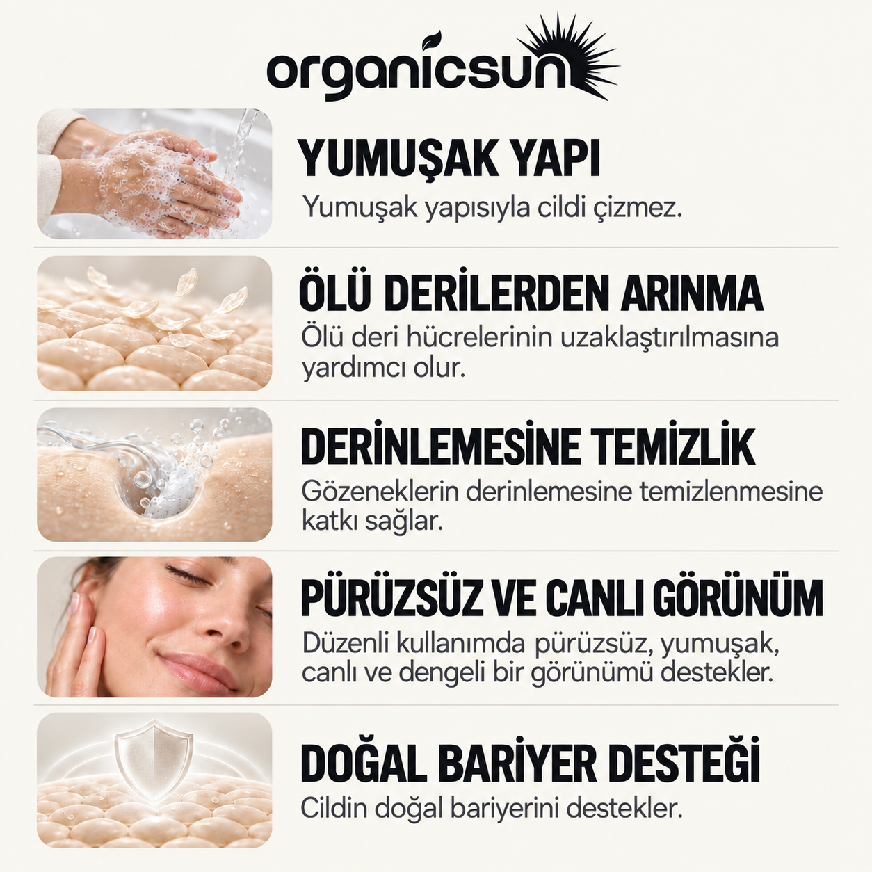 Organicsun Çankırı Tuz Sabunu 120 gr Köpüren Formül - Zengin Doğal Mineralli Kaya Tuzu Sabunu