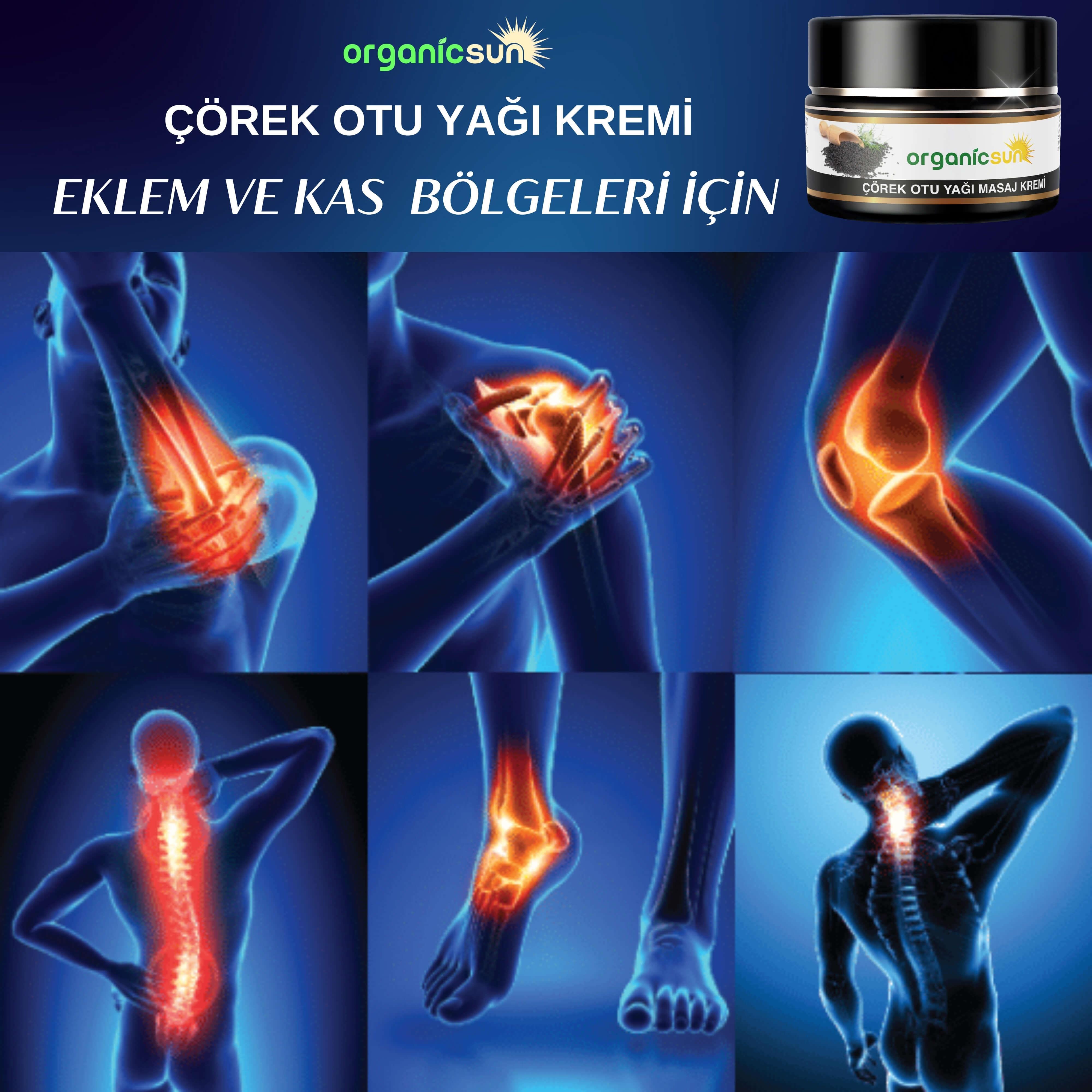 Organicsun Çörek Otu Yağlı Ağrı Masaj Kremi Kas Eklem 100 ml