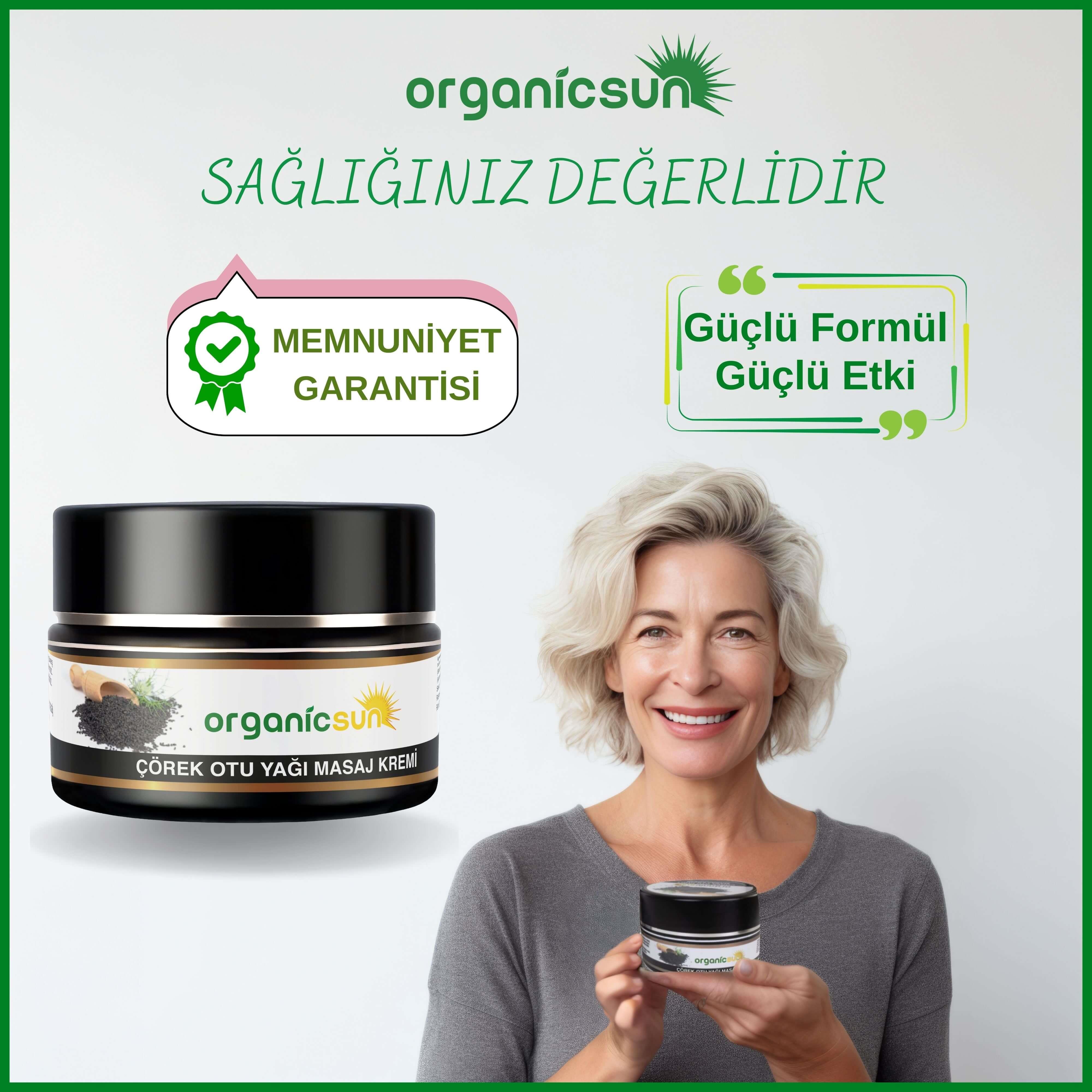 Organicsun Çörek Otu Yağlı Ağrı Masaj Kremi Kas Eklem 100 ml