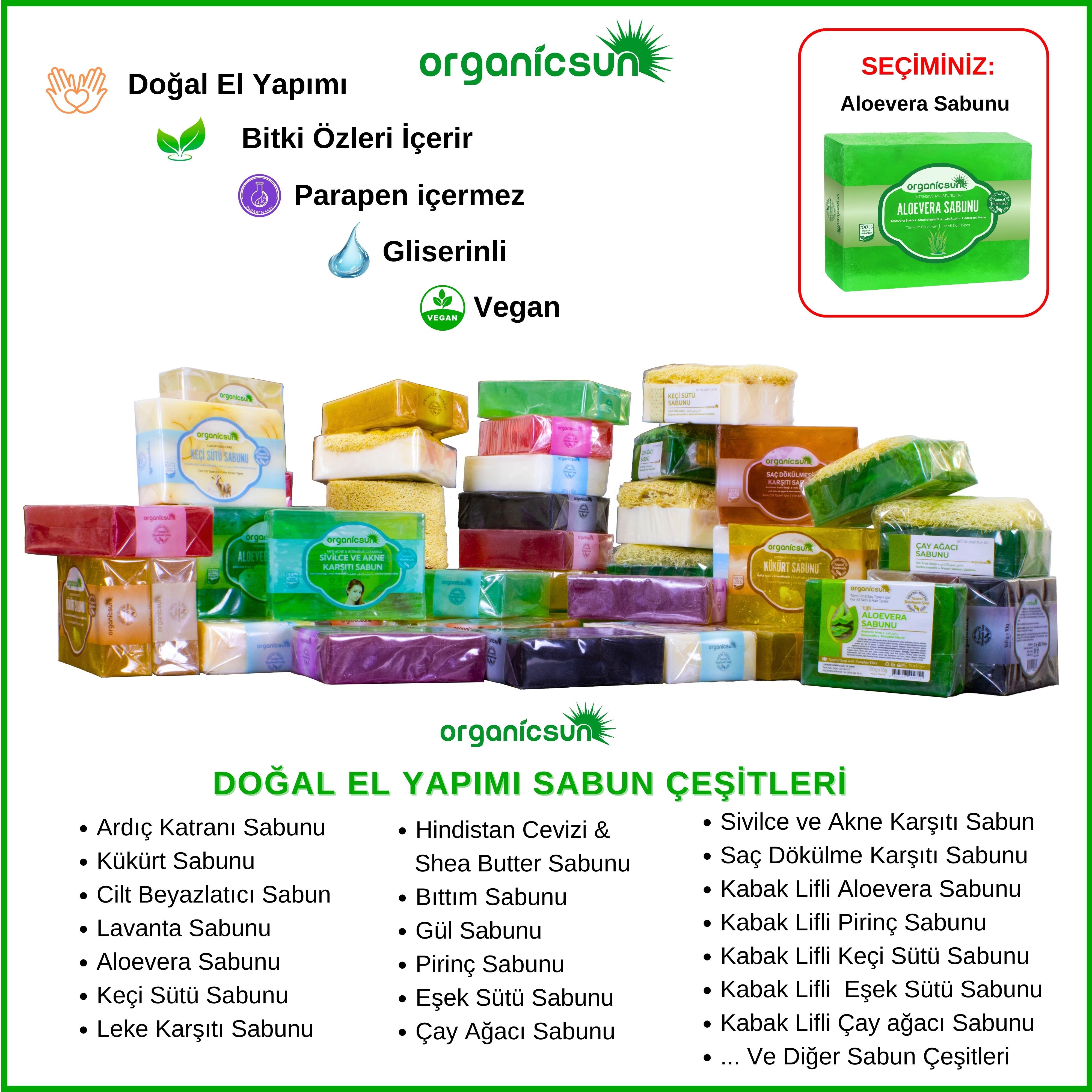 Organicsun Doğal Aloe Vera Sabunu 140 Gr Tüm Cilt Tipleri İçin Yatıştırıcı ve Canlandırıcı Etkili