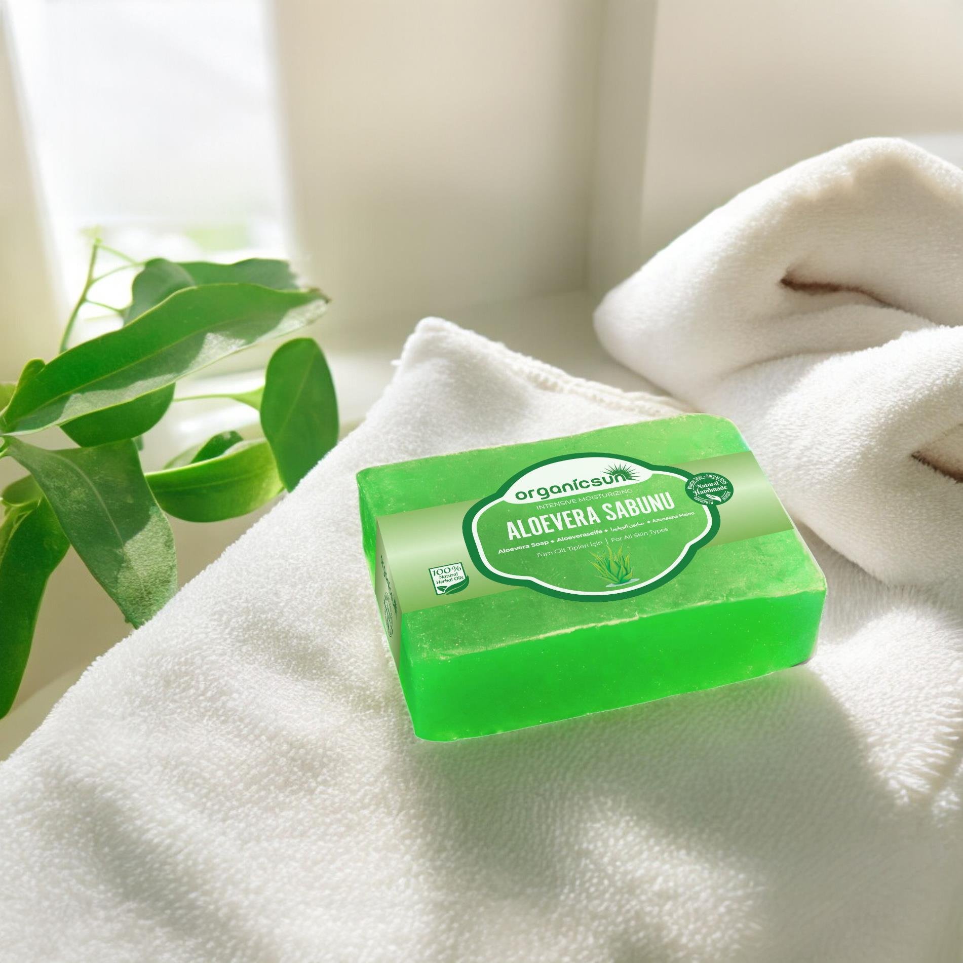 Organicsun Doğal Aloe Vera Sabunu 140 Gr Tüm Cilt Tipleri İçin Yatıştırıcı ve Canlandırıcı Etkili