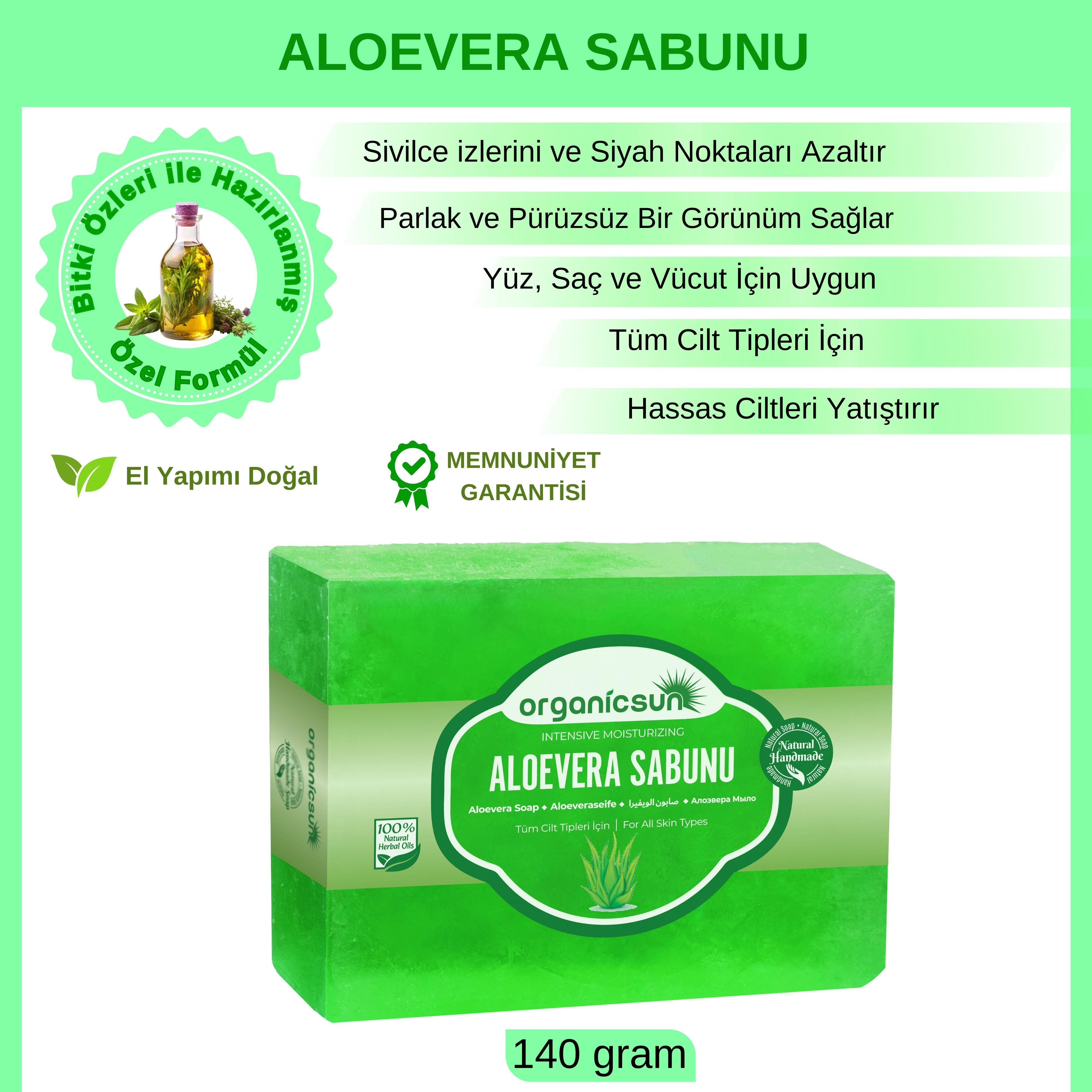 Organicsun Doğal Aloe Vera Sabunu 140 Gr Tüm Cilt Tipleri İçin Yatıştırıcı ve Canlandırıcı Etkili