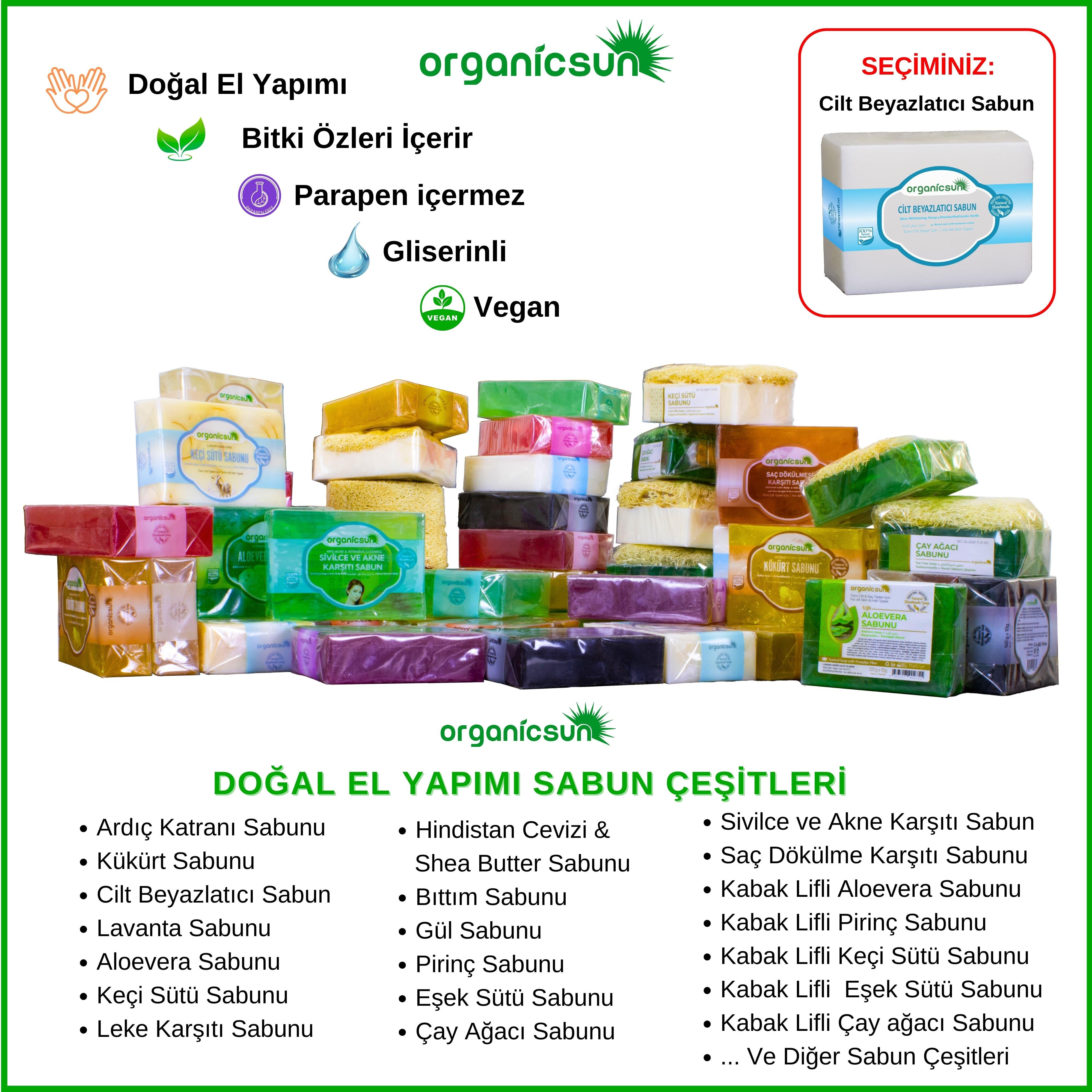 Organicsun Doğal Cilt Beyazlatıcı Sabun 140 Gr Tüm Cilt Tipleri İçin B ve E Vitaminli