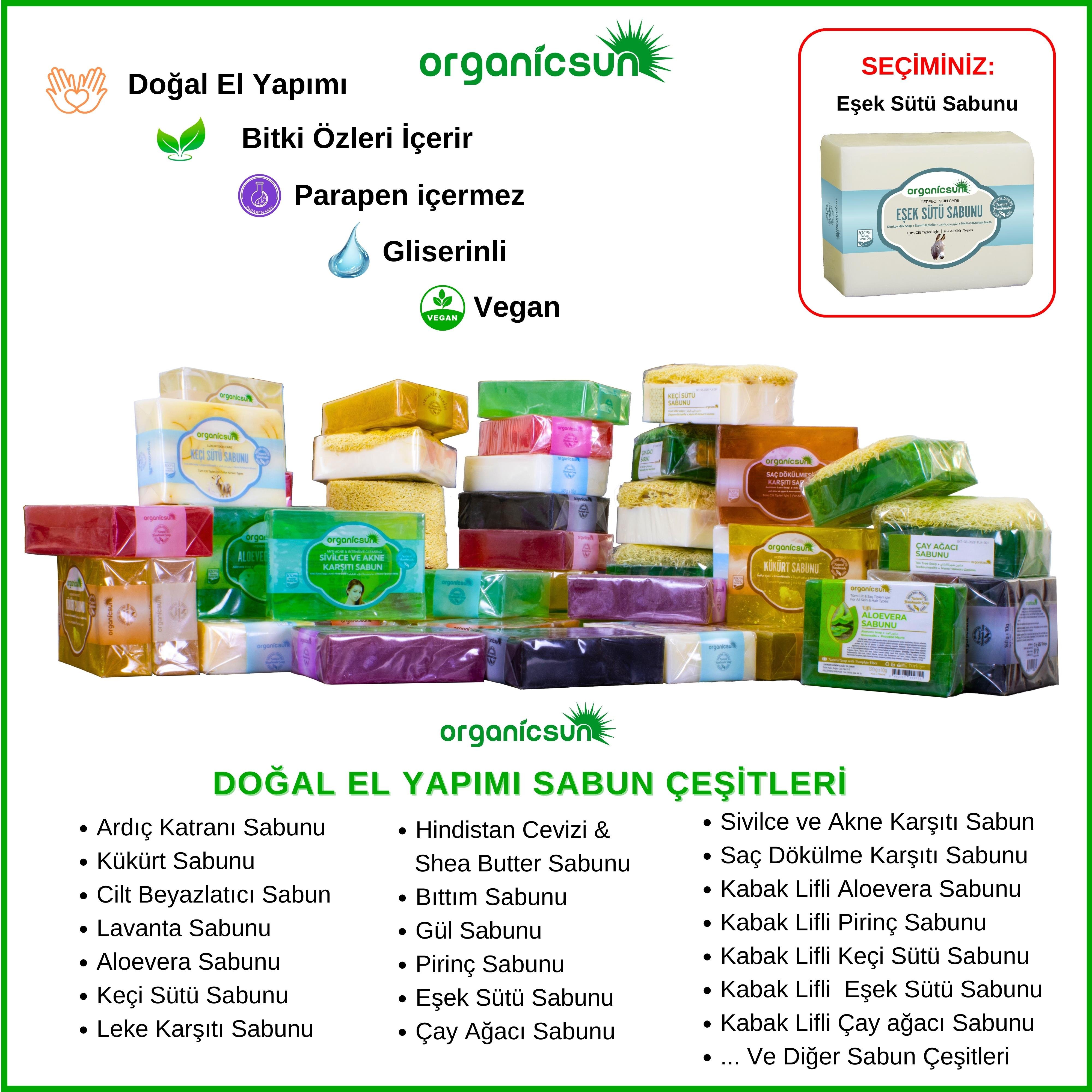 Organicsun Doğal Eşek Sütü Sabunu 140 Gr Tüm Cilt Tipleri İçin Anti Aging Etkili B ve E Vitaminli