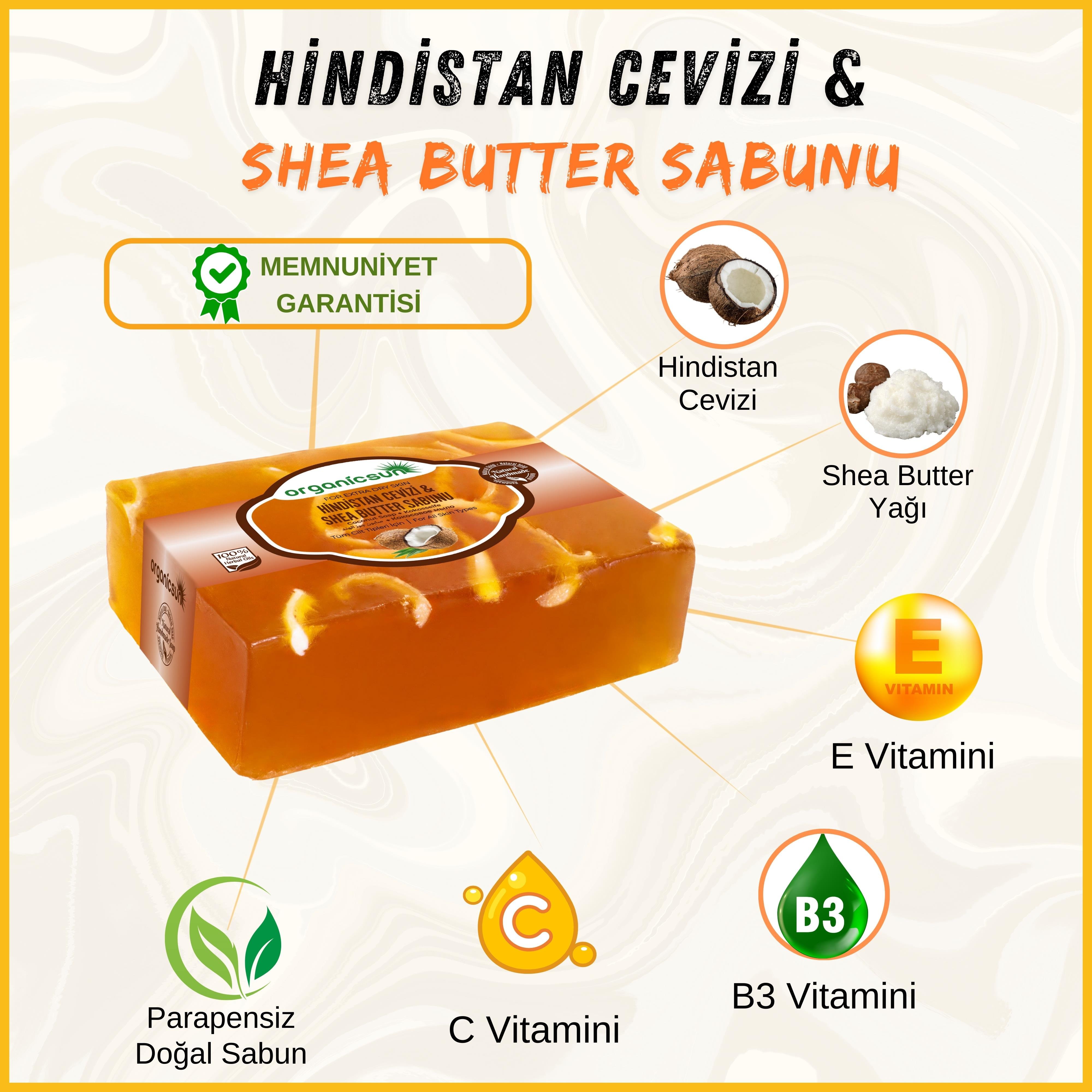 Organicsun Doğal Hindistan Cevizi & Shea Butter Sabunu 140 Gr Tüm Cilt Tipleri İçin Besleyici ve Onarıcı Etkili