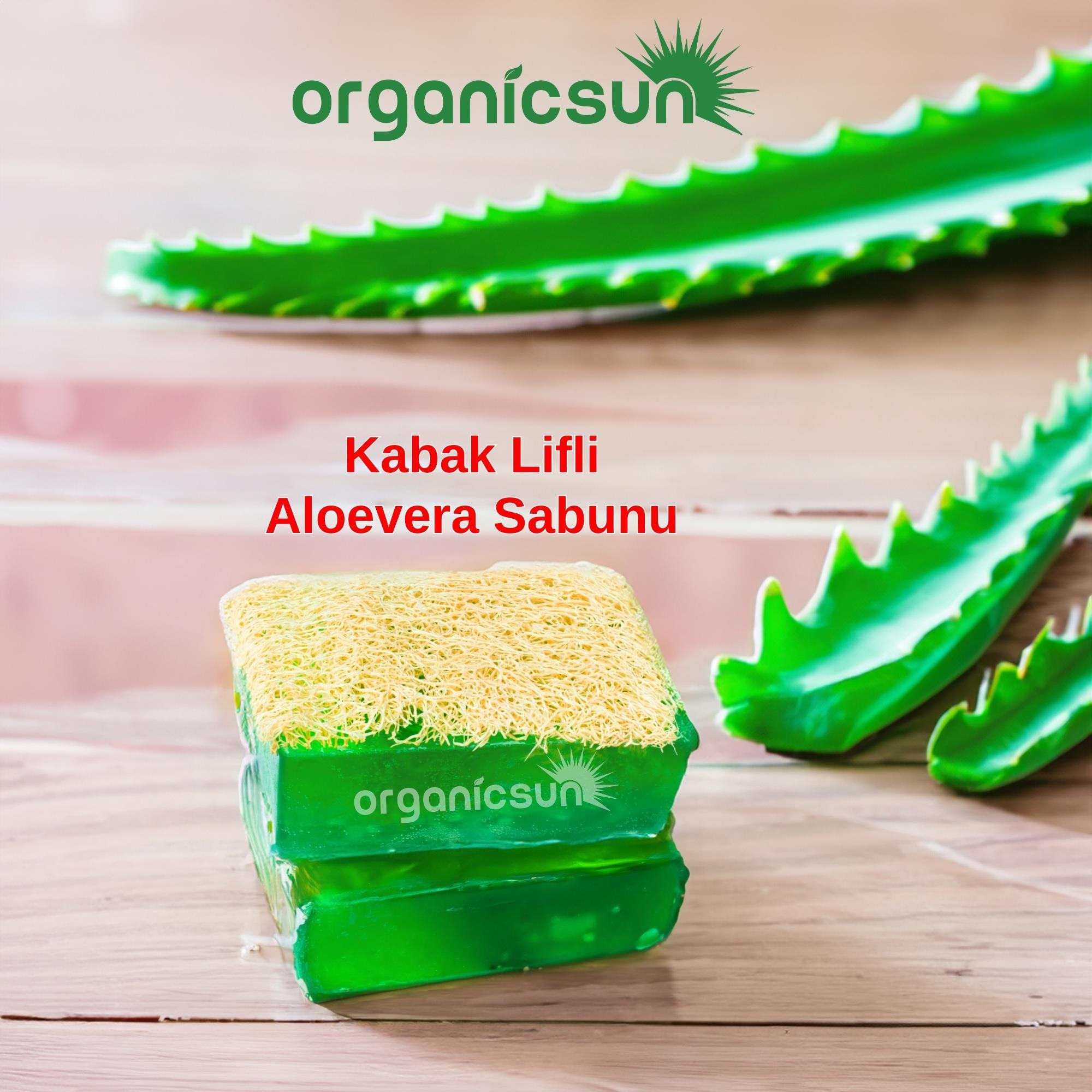 Organicsun Doğal Kabak Lifli Aloe Vera Sabunu 120 Gr Tüm Cilt Tipleri İçin B ve E Vitaminli