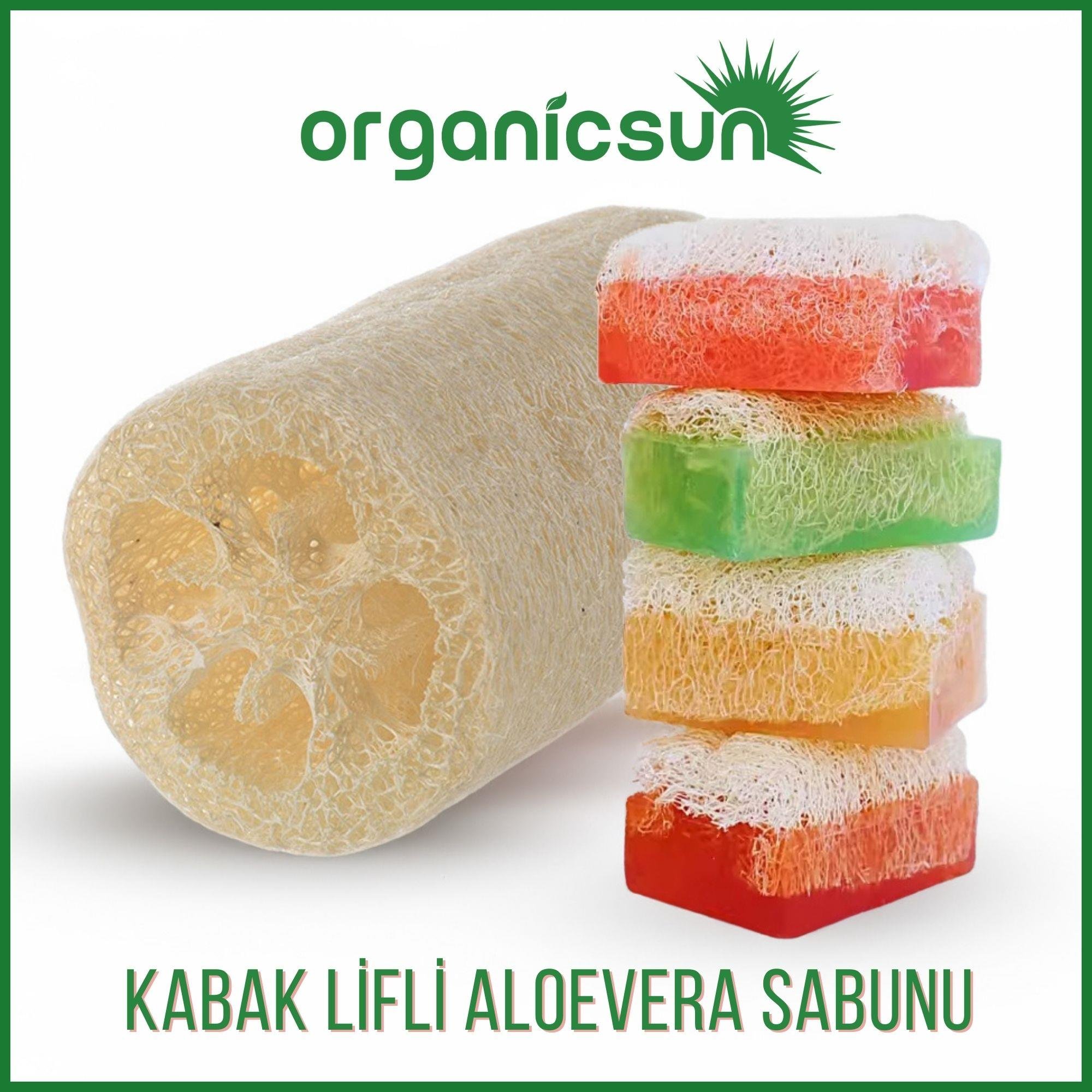 Organicsun Doğal Kabak Lifli Aloe Vera Sabunu 120 Gr Tüm Cilt Tipleri İçin B ve E Vitaminli