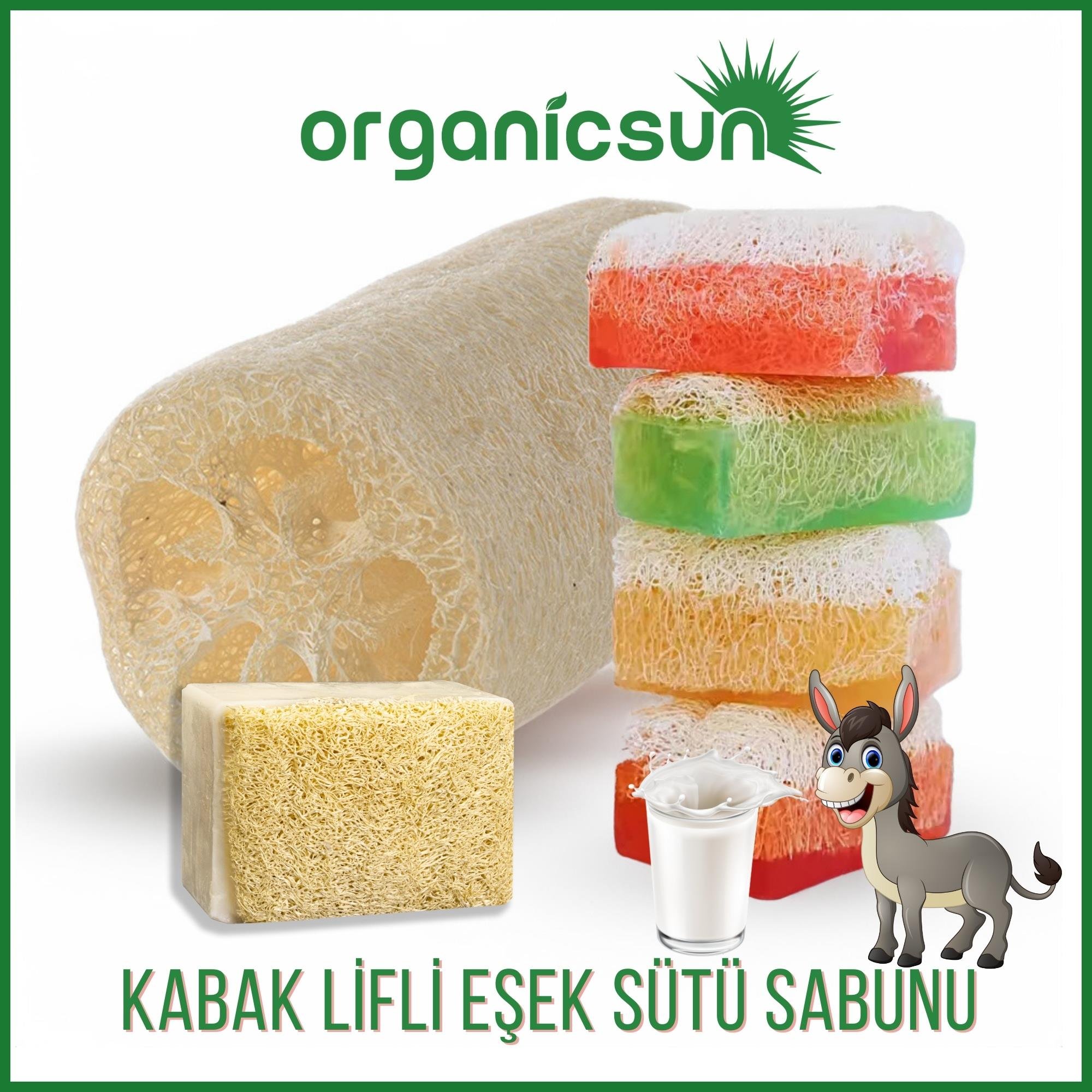 Organicsun Doğal Kabak Lifli Eşek Sütü Sabunu 120 Gr Tüm Cilt Tipleri İçin Kırışıklık ve Yaşlanma Karşıtı