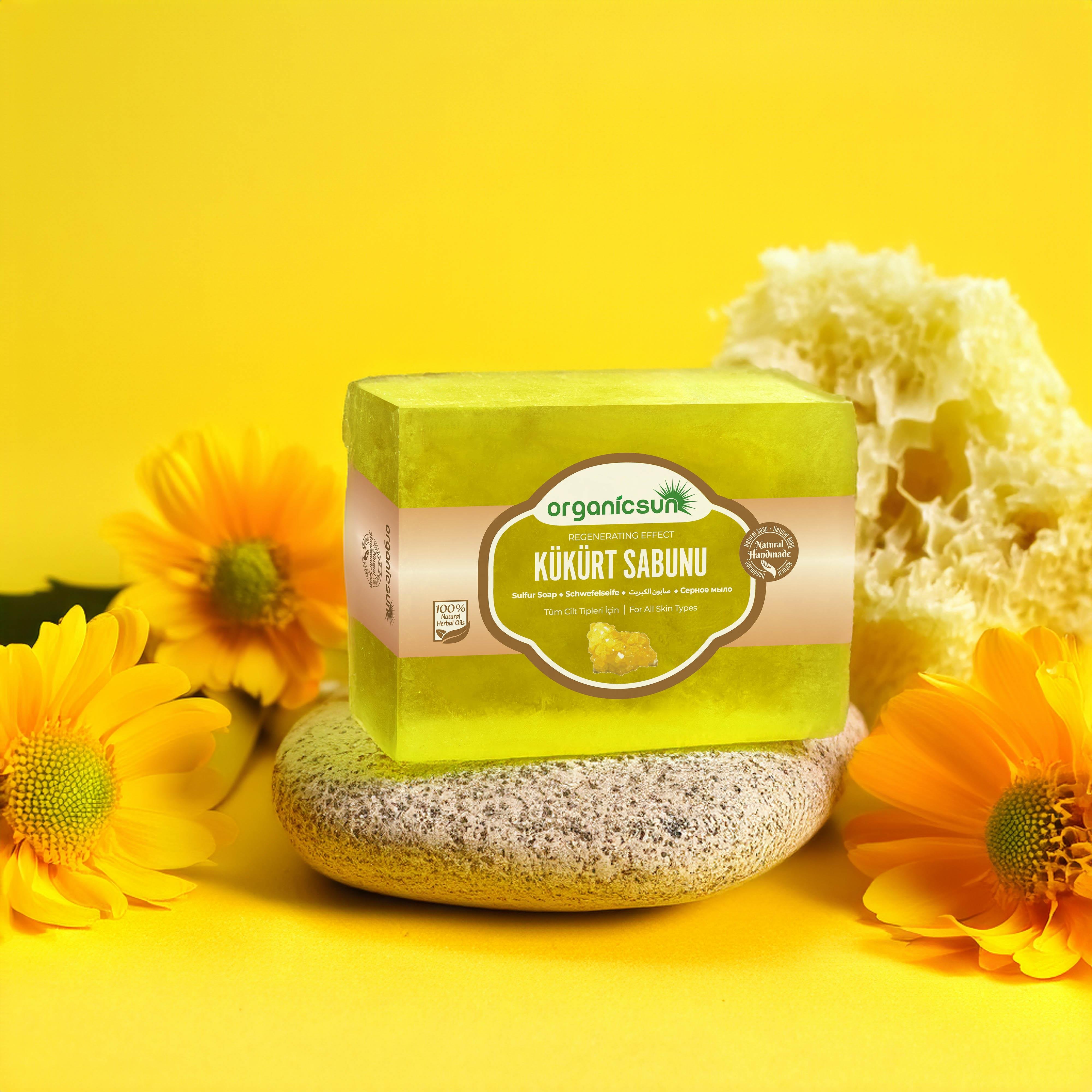 Organicsun Doğal Kükürt Sabunu 140 Gr Tüm Cilt Tipleri İçin Antioksidan ve Hücre Yenileyici Etkili