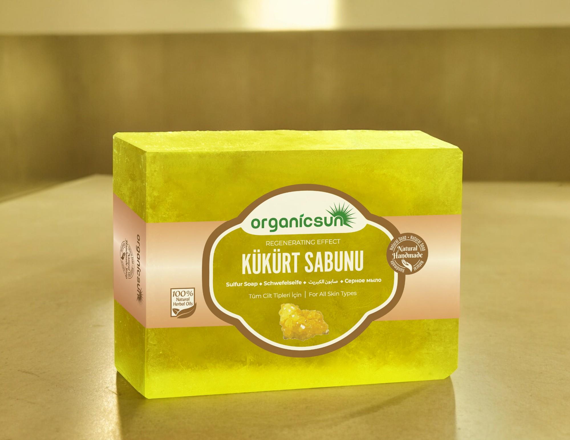 Organicsun Doğal Kükürt Sabunu 140 Gr Tüm Cilt Tipleri İçin Antioksidan ve Hücre Yenileyici Etkili