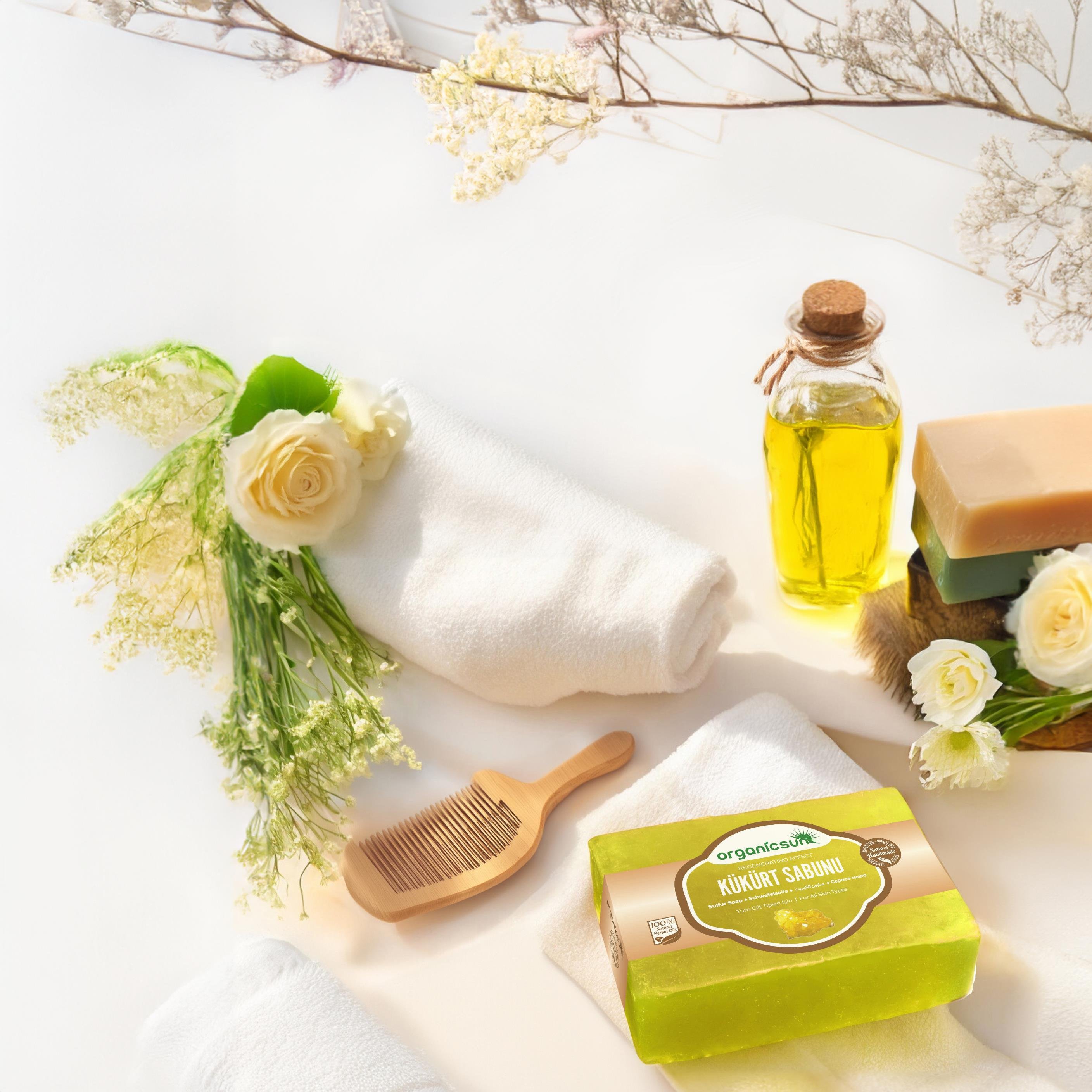 Organicsun Doğal Kükürt Sabunu 140 Gr Tüm Cilt Tipleri İçin Antioksidan ve Hücre Yenileyici Etkili