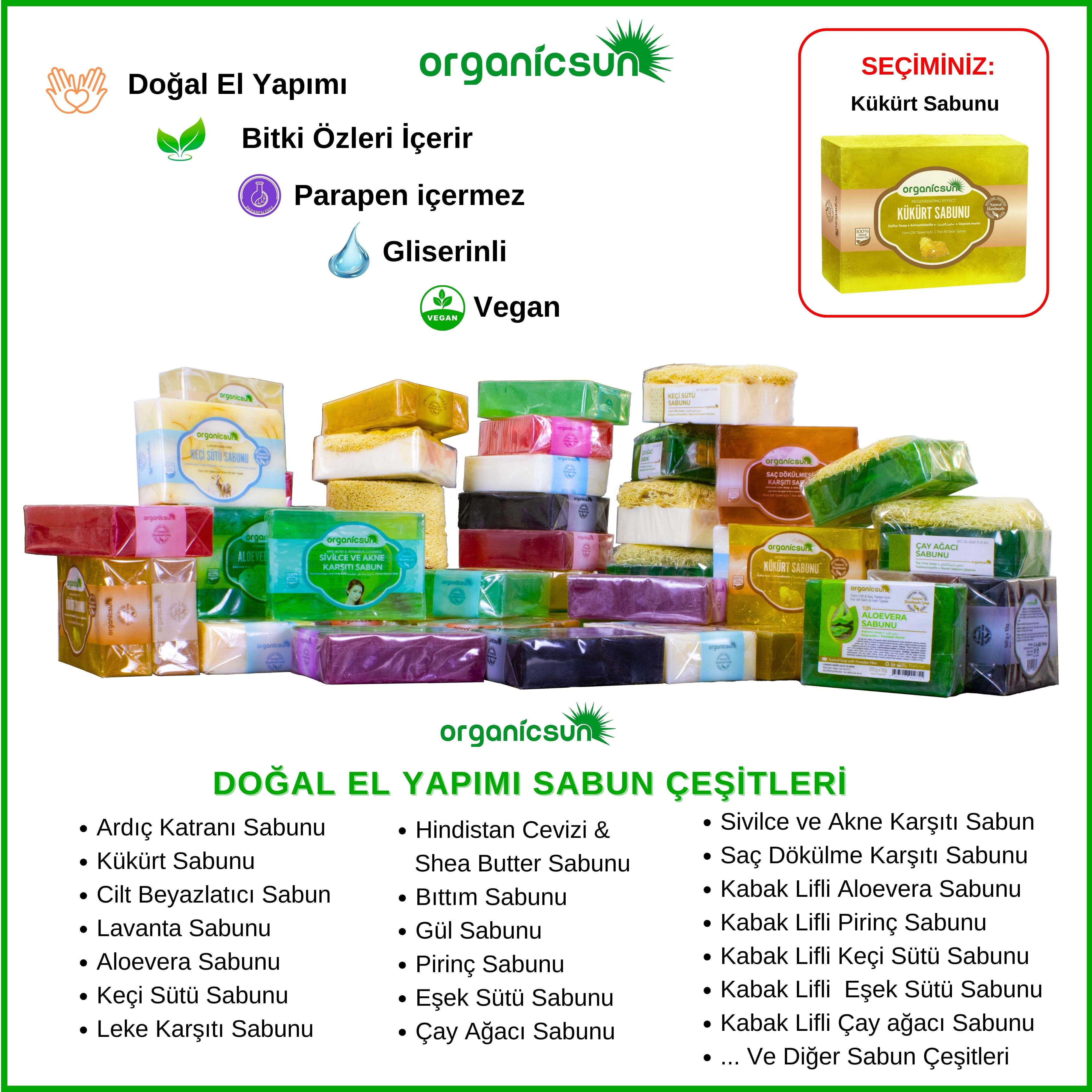 Organicsun Doğal Kükürt Sabunu 140 Gr Tüm Cilt Tipleri İçin Antioksidan ve Hücre Yenileyici Etkili