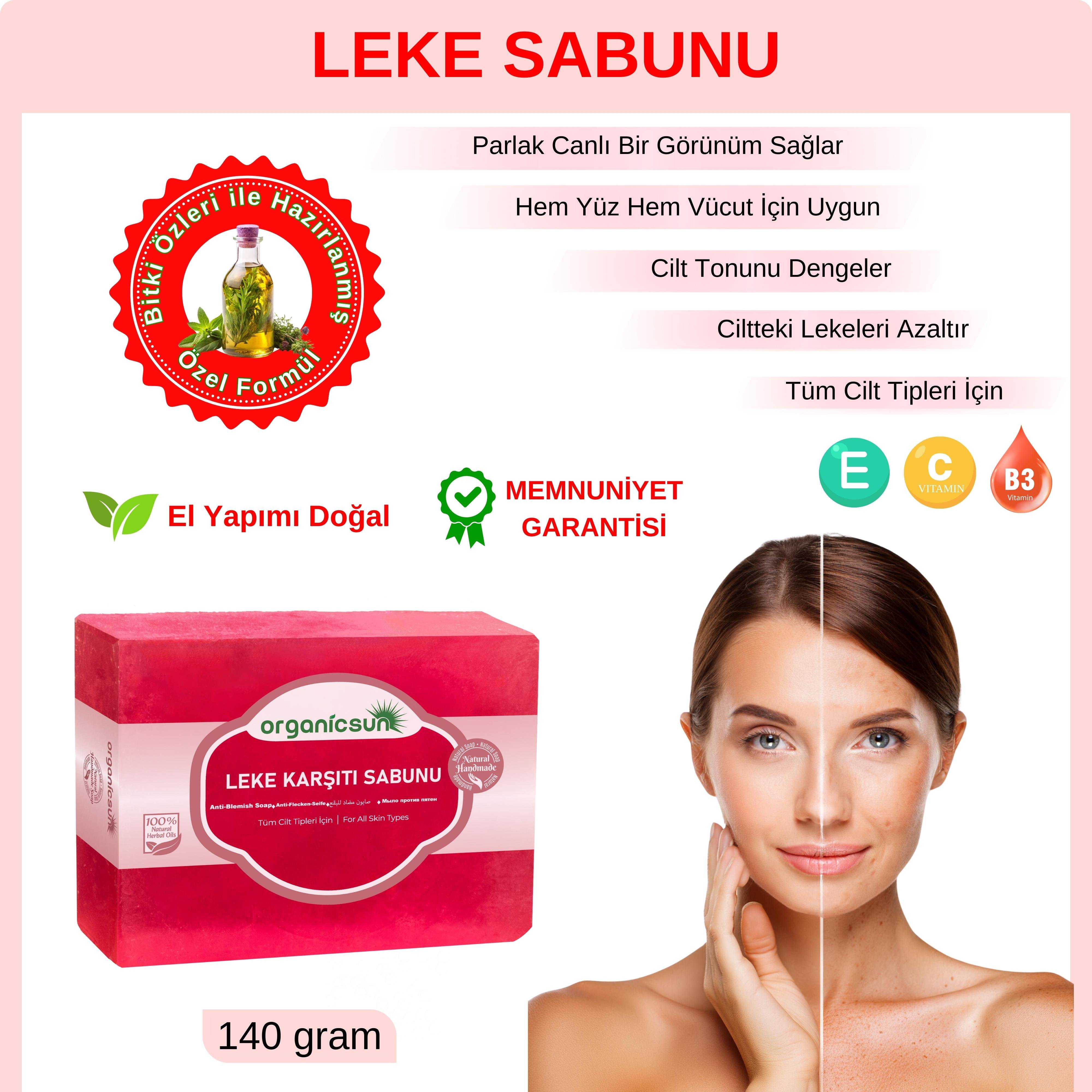 Organicsun Doğal Leke Karşıtı Sabun 140 Gr Tüm Cilt Tipleri İçin Cilt Lekelerine Karşı