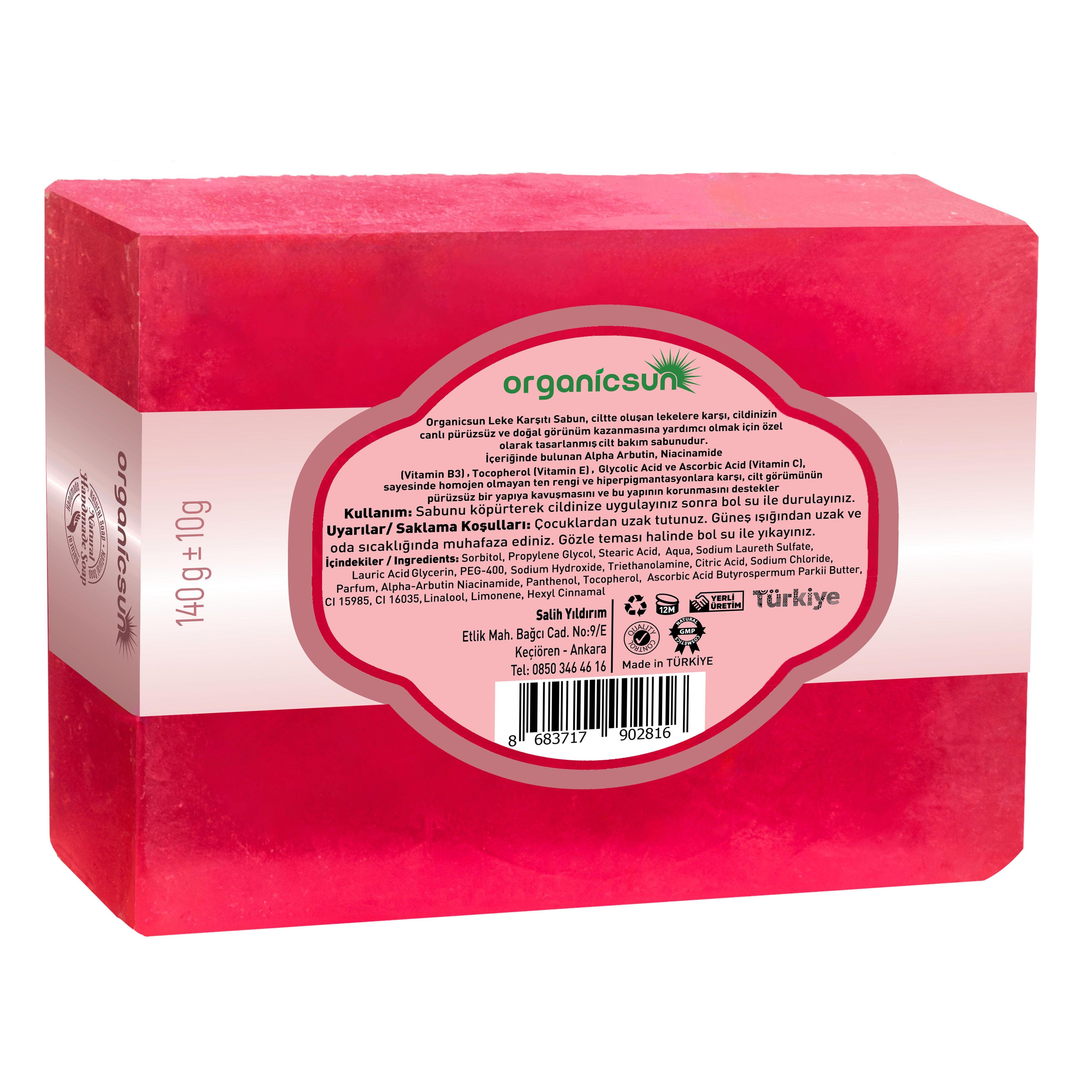 Organicsun Doğal Leke Karşıtı Sabun 140 Gr Tüm Cilt Tipleri İçin Cilt Lekelerine Karşı