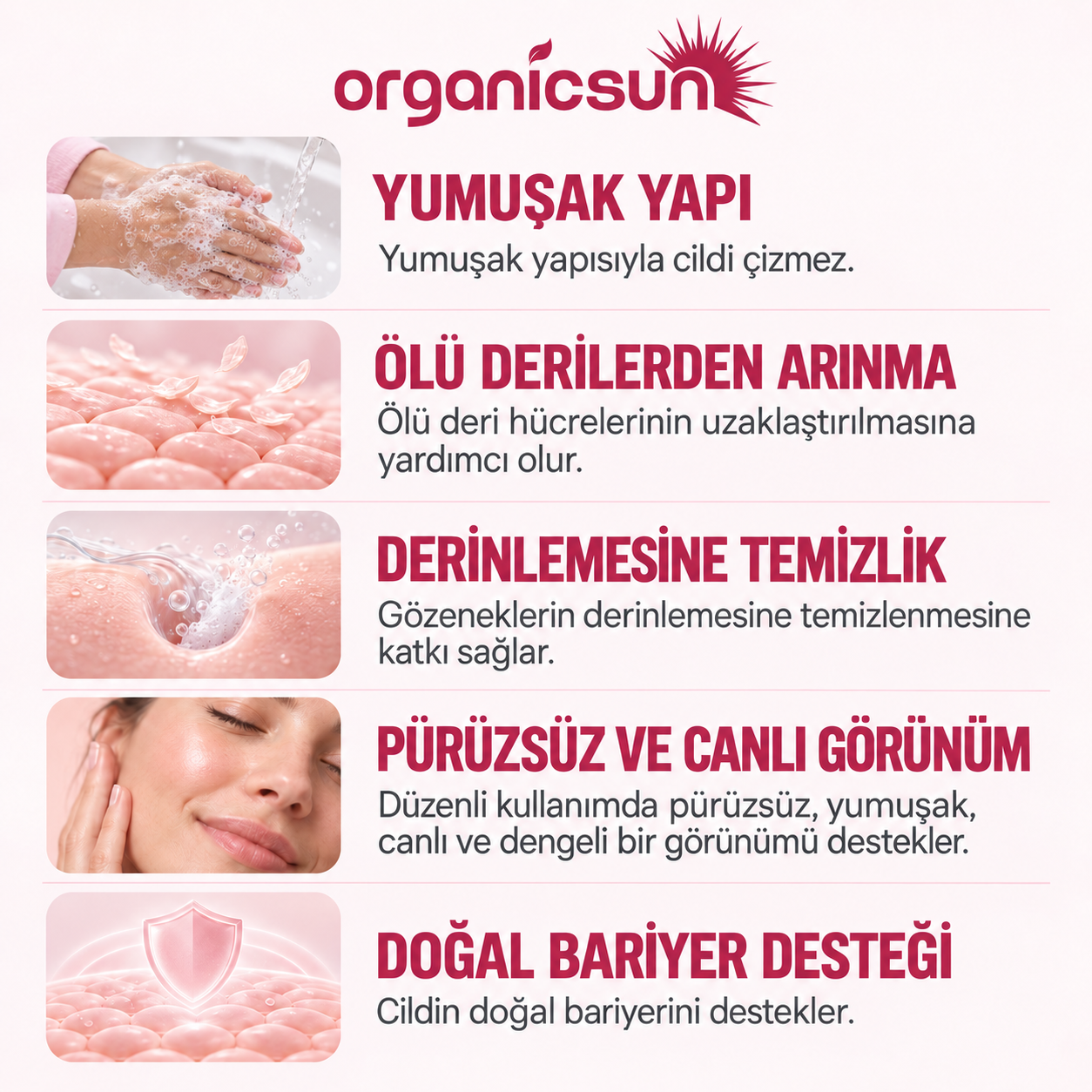 Organicsun Himalaya Tuz Sabunu 120 gr Köpüren Formül - Zengin Doğal Mineralli Pembe Himalaya Kaya Tuzu Sabunu