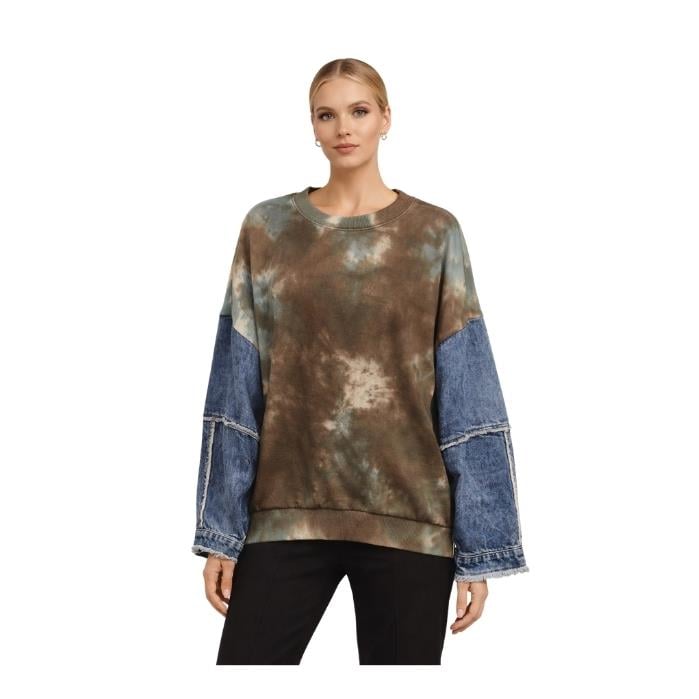 241238091475#VDR 18221 KADIN SWEATSHIRT  YEŞİL-KAHVE