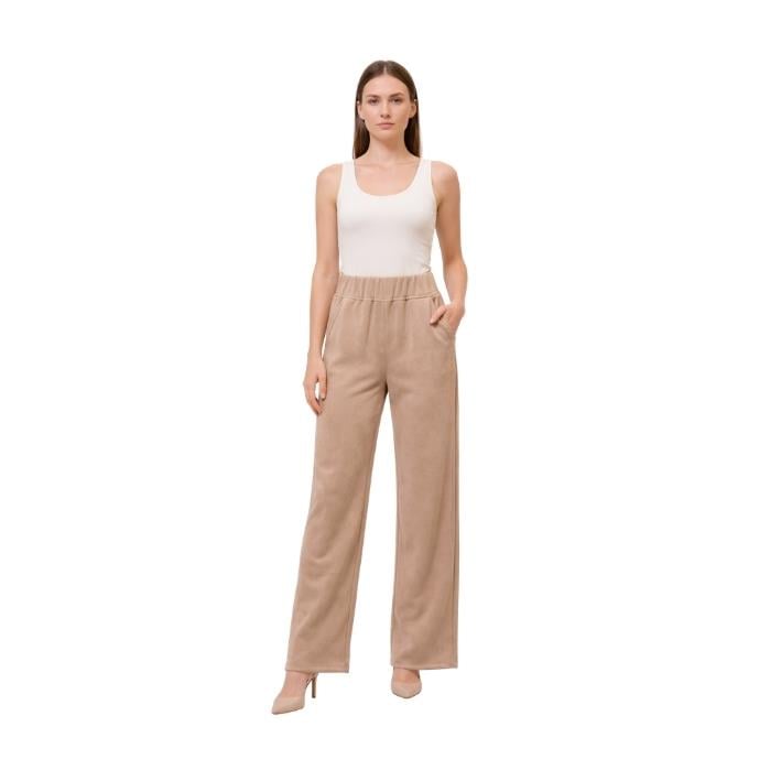 319204012014OROVERDE NUBUK KADIN PANTOLON  BEJ