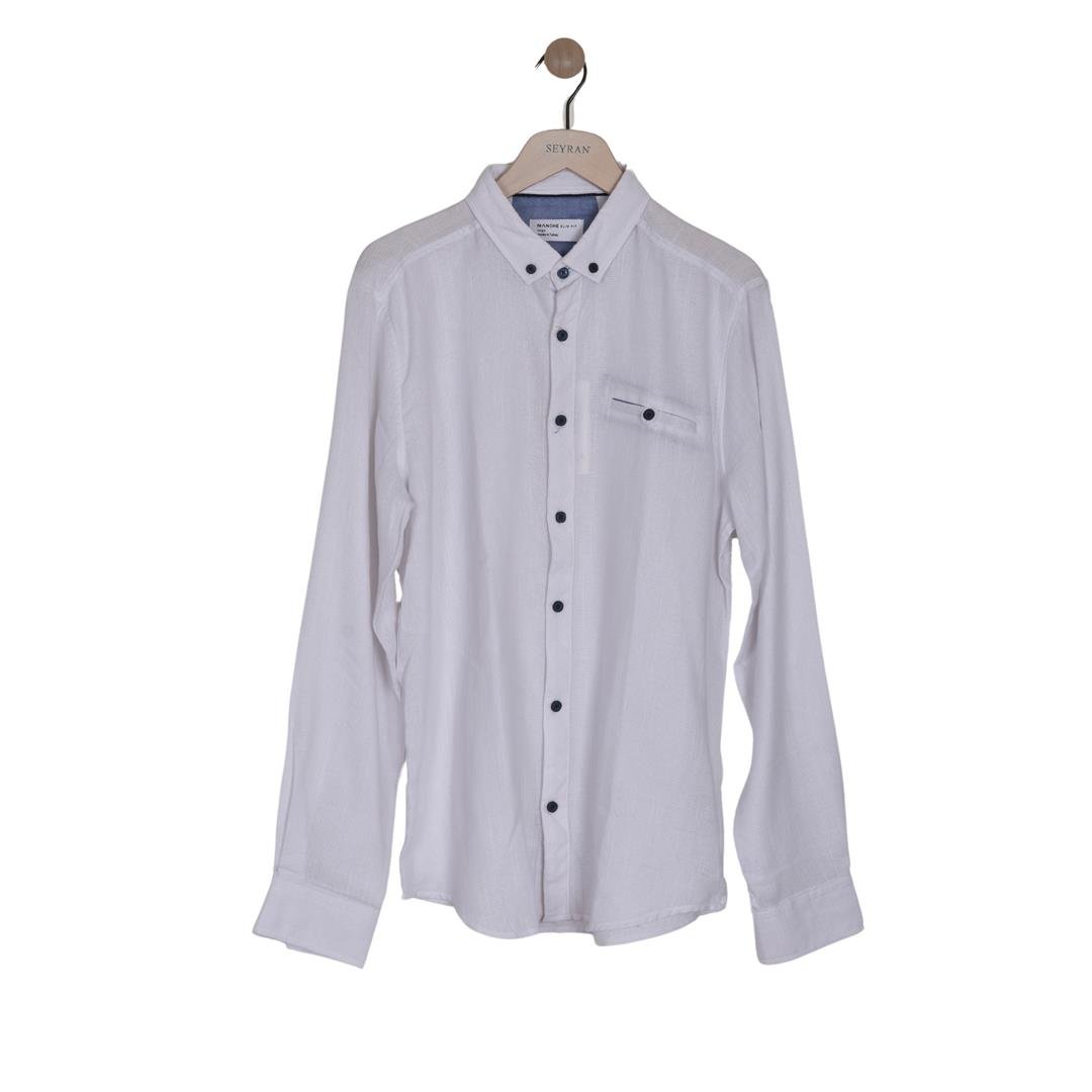 714703010002MANCHE 11-1498 ERKEK GÖMLEK  BEYAZ