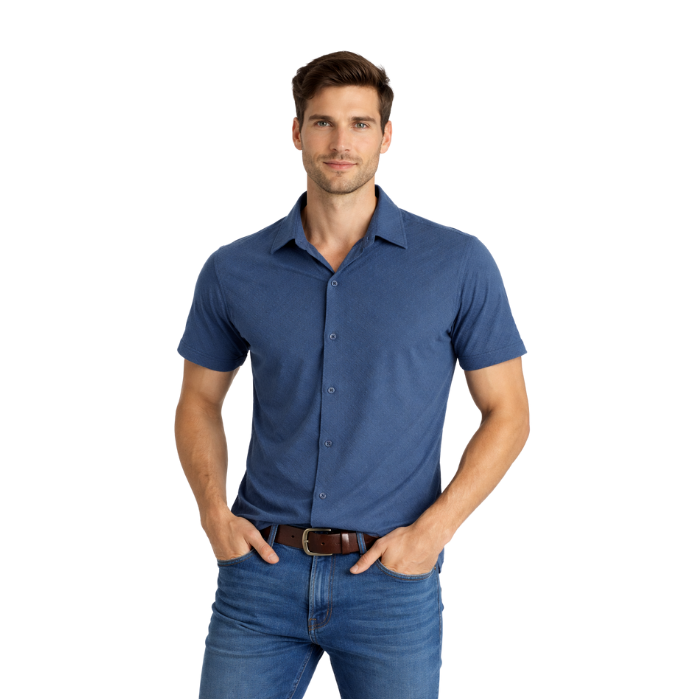 714703136029MANCHE 11-8381 ERKEK GÖMLEK  INDİGO